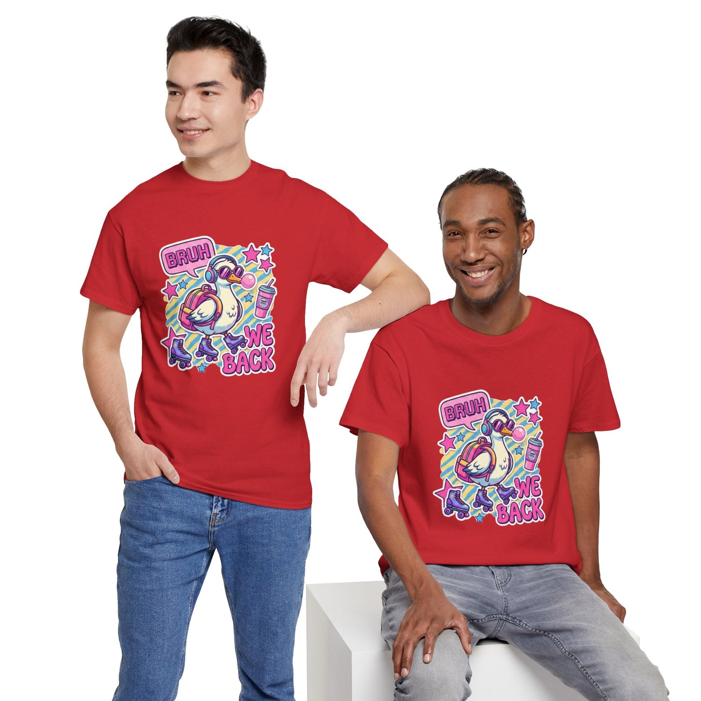 T-Shirt — Cute 'Bruh We Back' Cartoon Parrot Graphic Tee