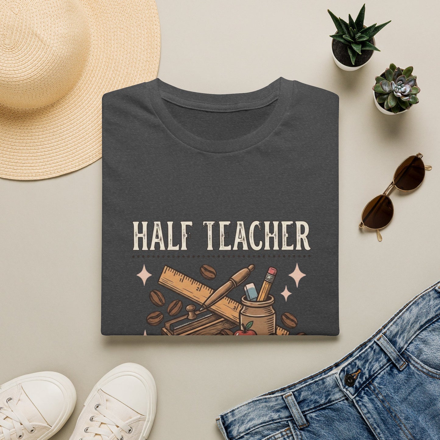 Half Teacher Half Coffee T-Shirt — Funny Teacher Coffee Shirt