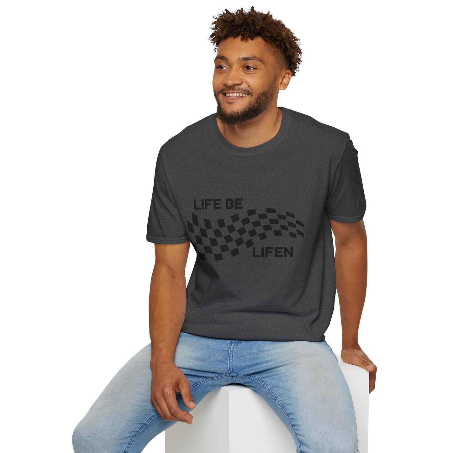 Life Be Lifen Checkered T‑Shirt — Retro Racing Graphic Tee