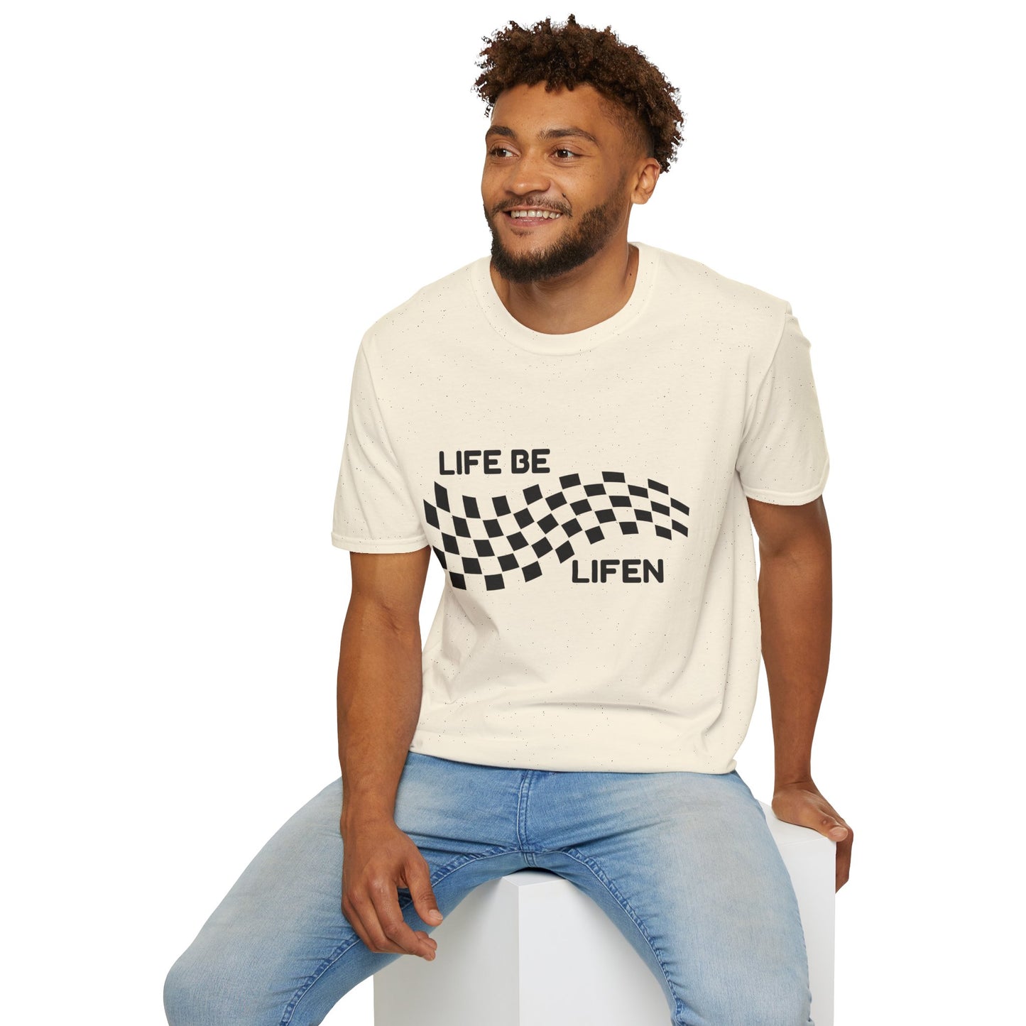 Life Be Lifen Checkered T‑Shirt — Retro Racing Graphic Tee