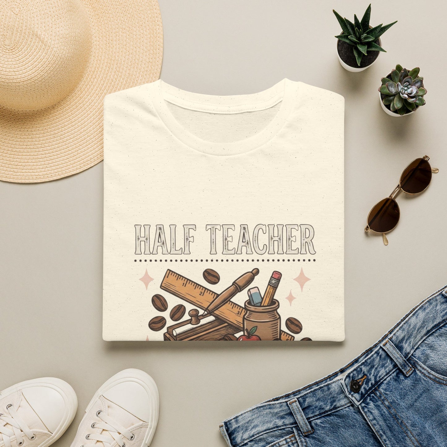 Half Teacher Half Coffee T-Shirt — Funny Teacher Coffee Shirt