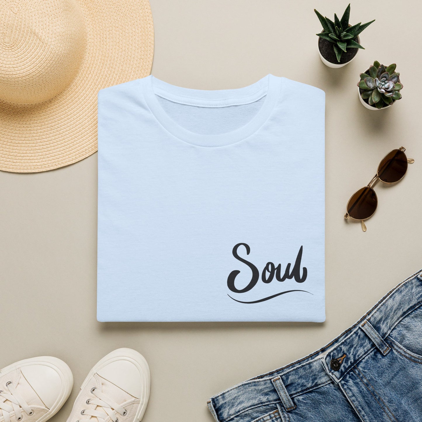 Soul Script T-Shirt — Minimal Inspirational Pocket Tee