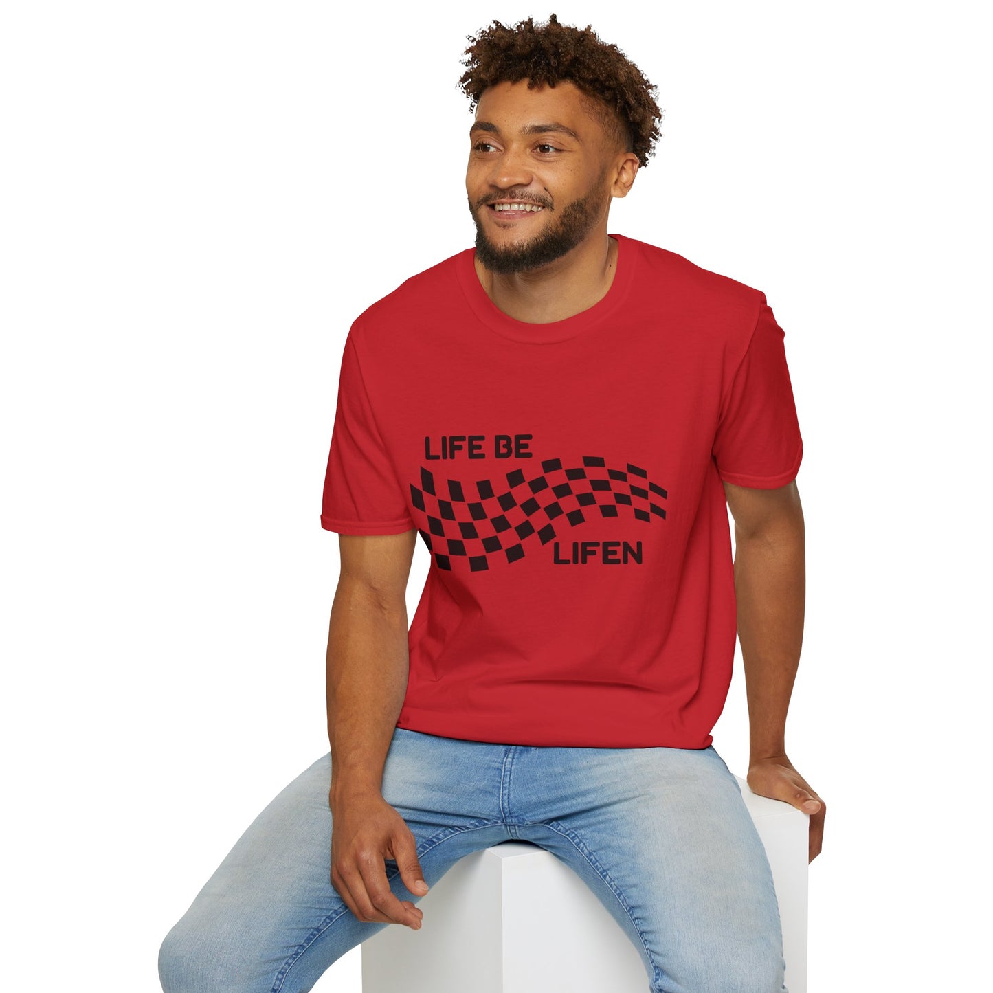 Life Be Lifen Checkered T‑Shirt — Retro Racing Graphic Tee