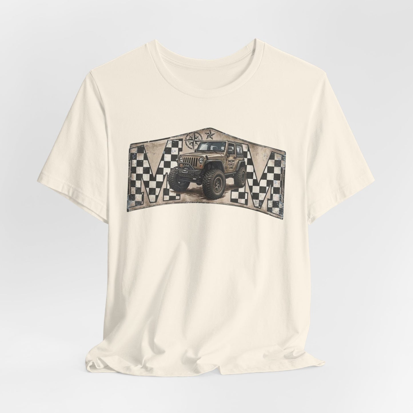 Off‑Road Vintage Jeep Tee — Racing Flag Adventure Shirt