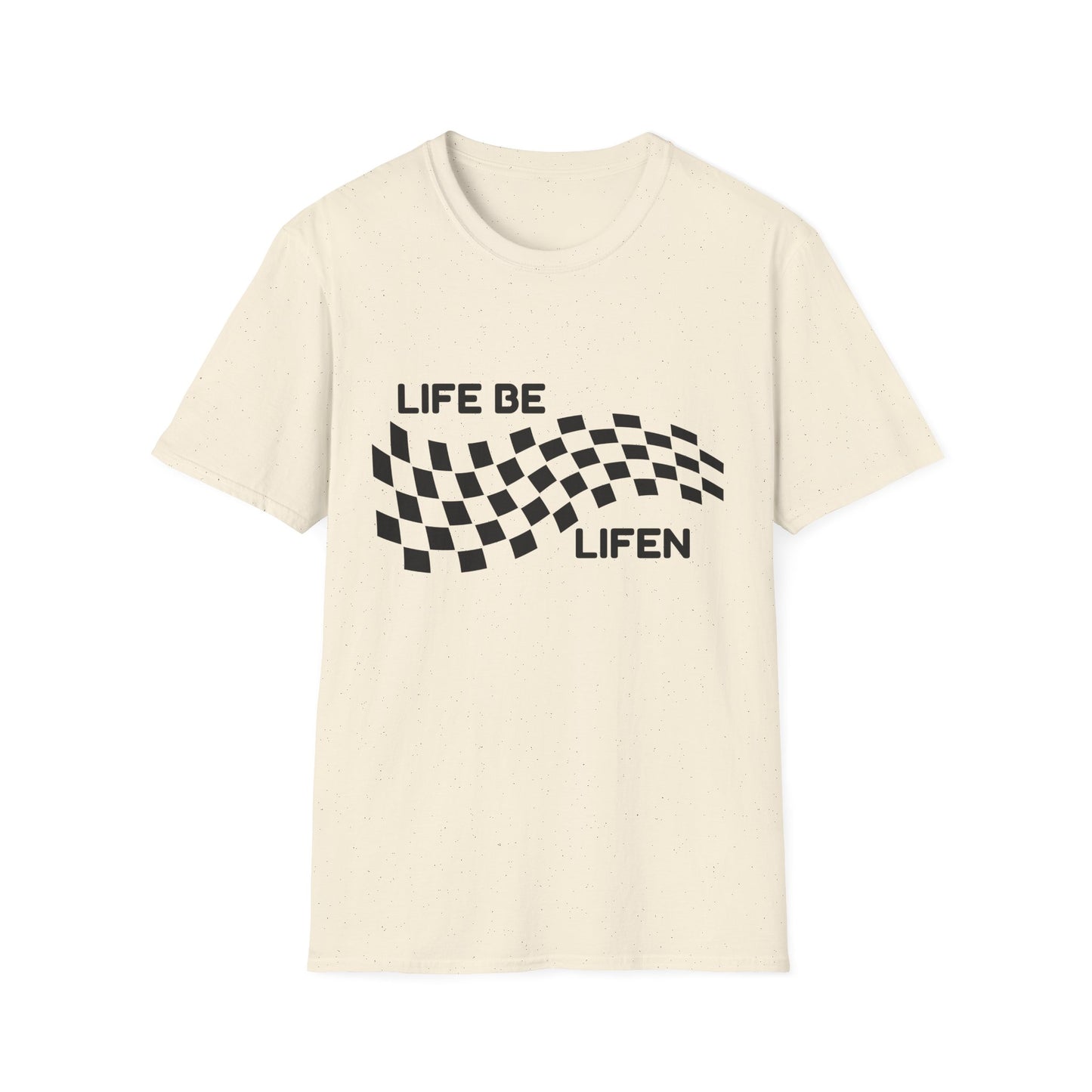 Life Be Lifen Checkered T‑Shirt — Retro Racing Graphic Tee