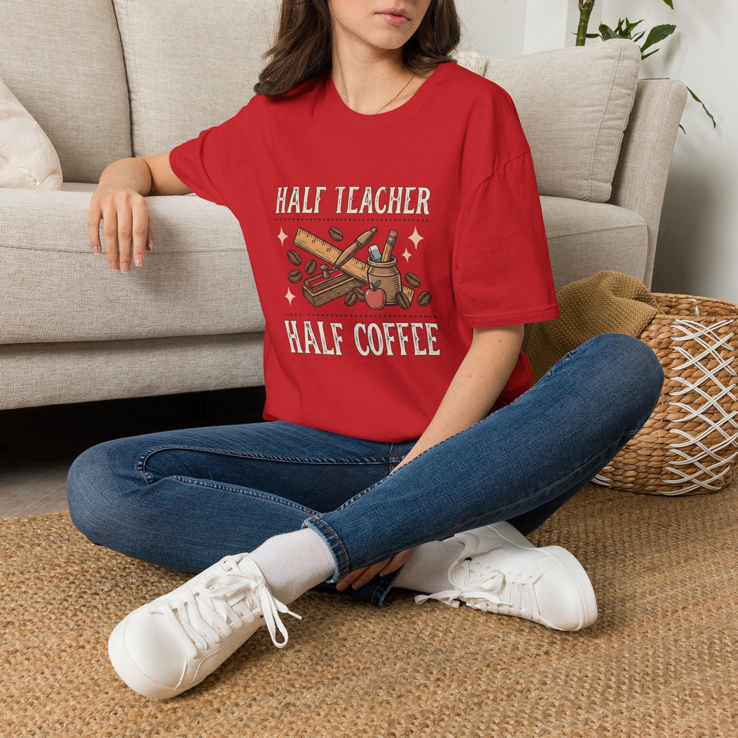 Half Teacher Half Coffee T-Shirt — Funny Teacher Coffee Shirt