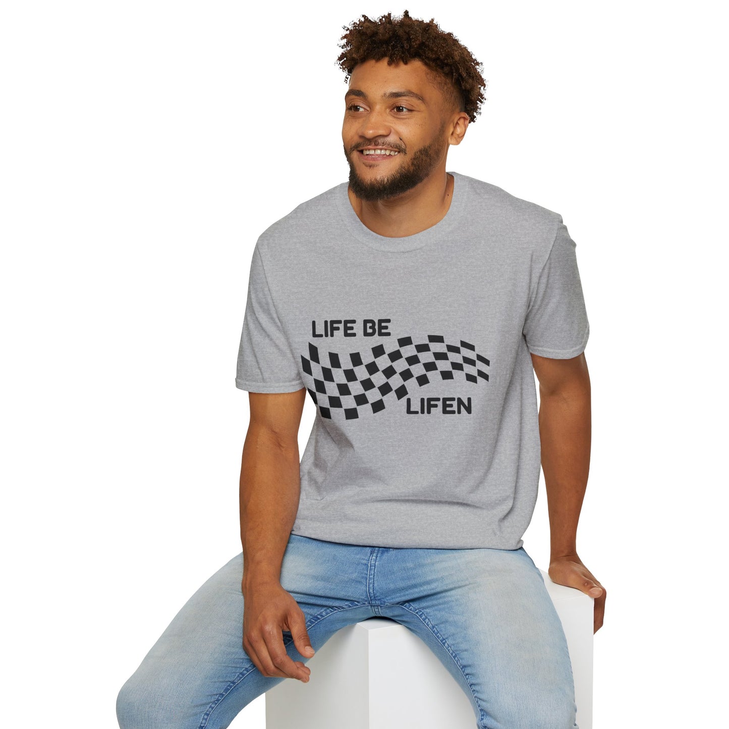 Life Be Lifen Checkered T‑Shirt — Retro Racing Graphic Tee