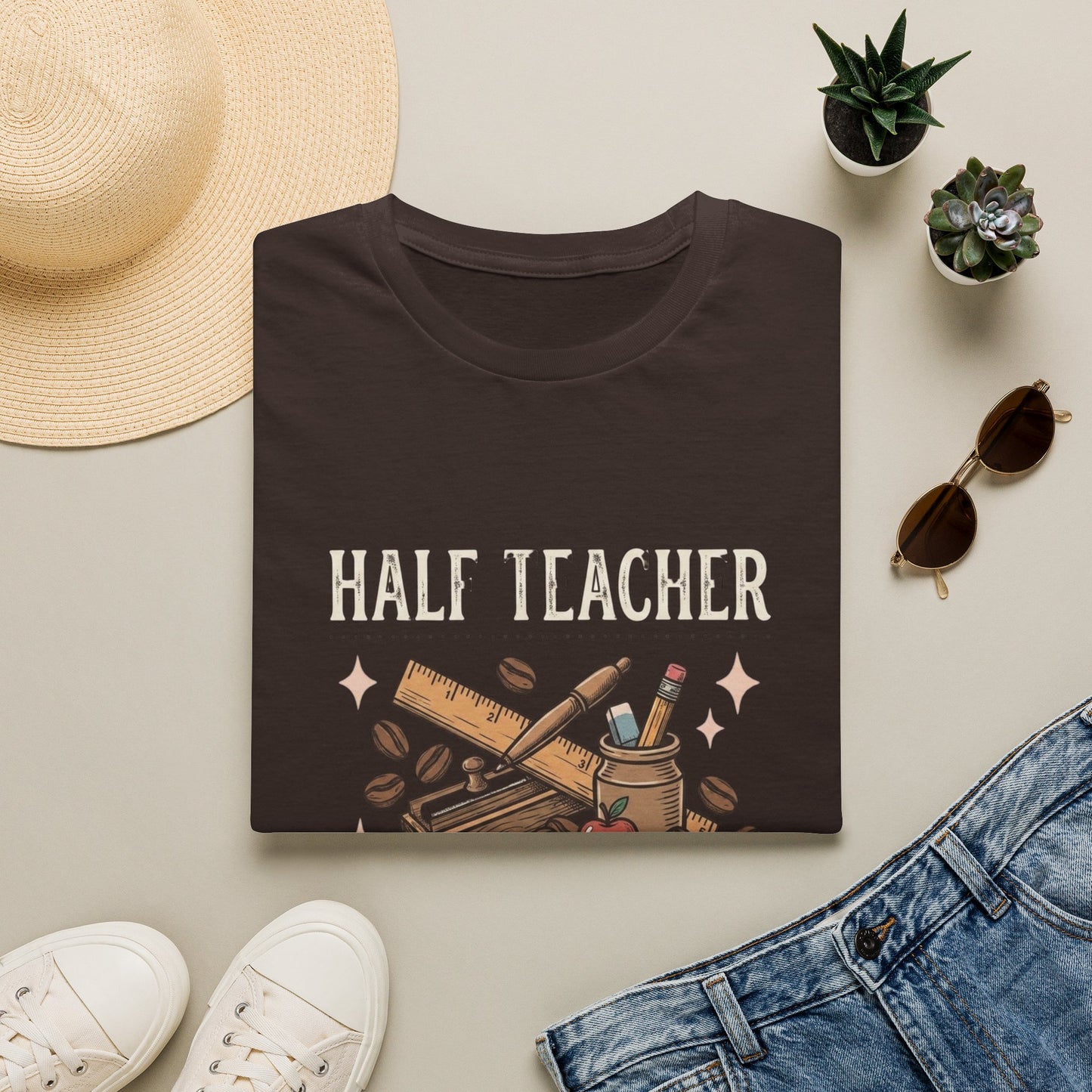 Half Teacher Half Coffee T-Shirt — Funny Teacher Coffee Shirt