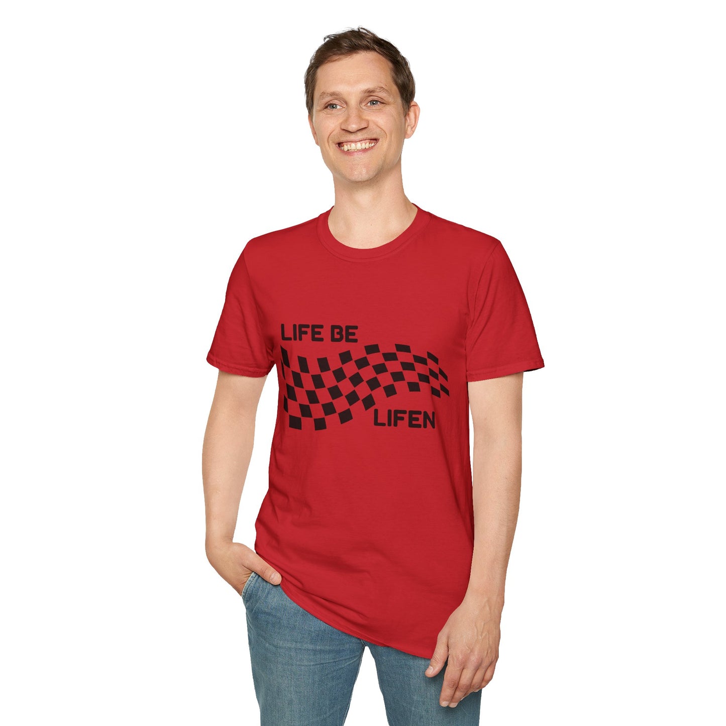 Life Be Lifen Checkered T‑Shirt — Retro Racing Graphic Tee
