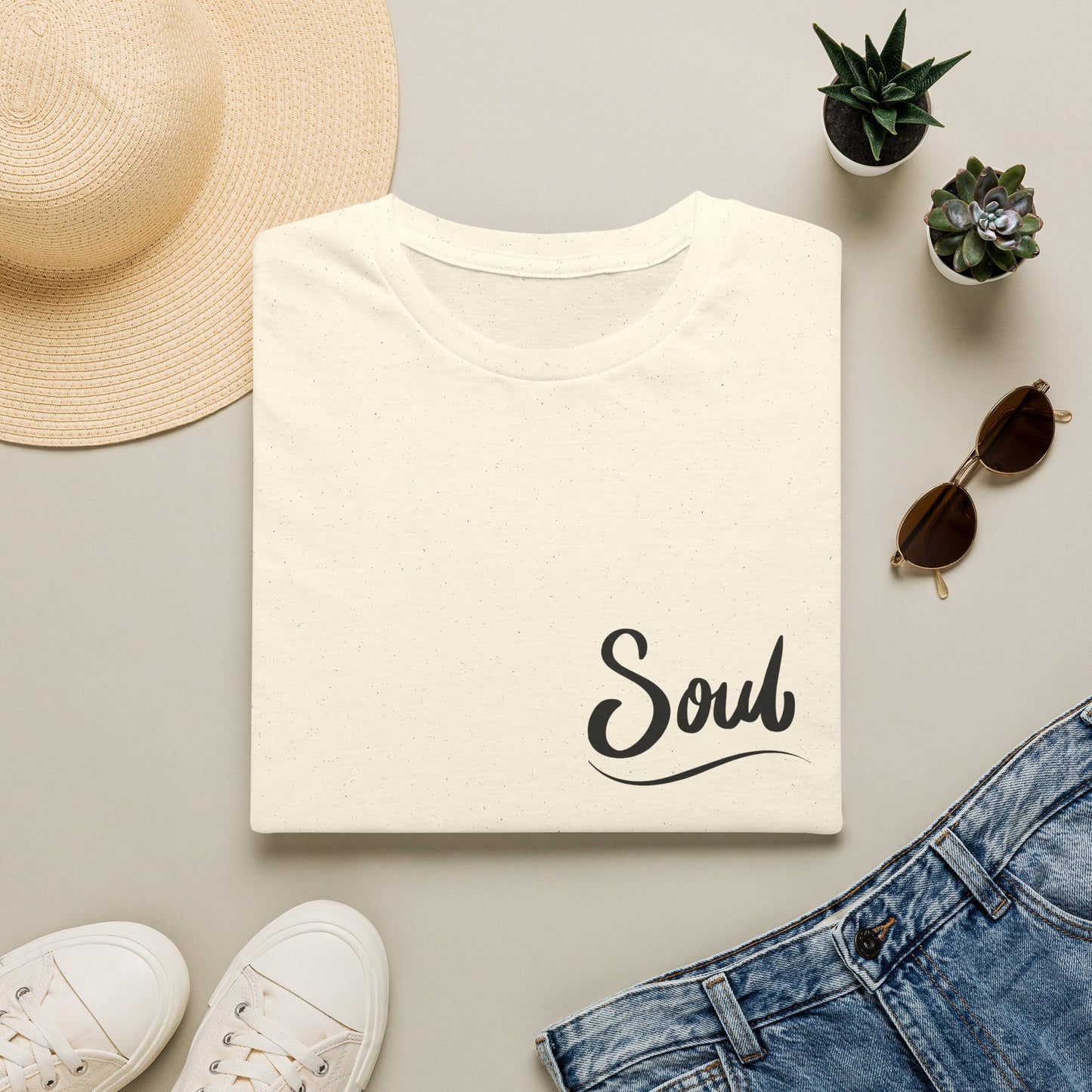 Soul Script T-Shirt — Minimal Inspirational Pocket Tee