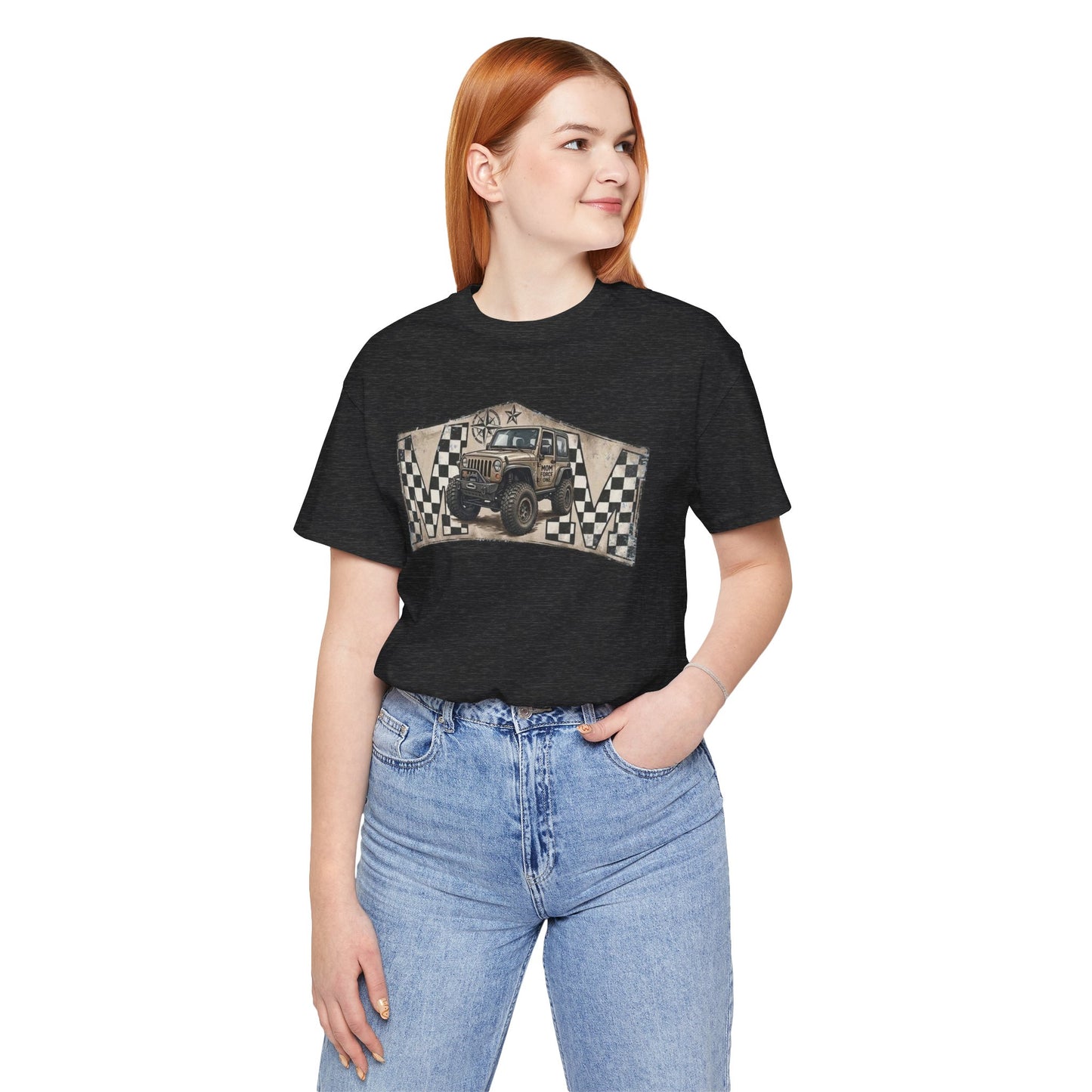 Off‑Road Vintage Jeep Tee — Racing Flag Adventure Shirt