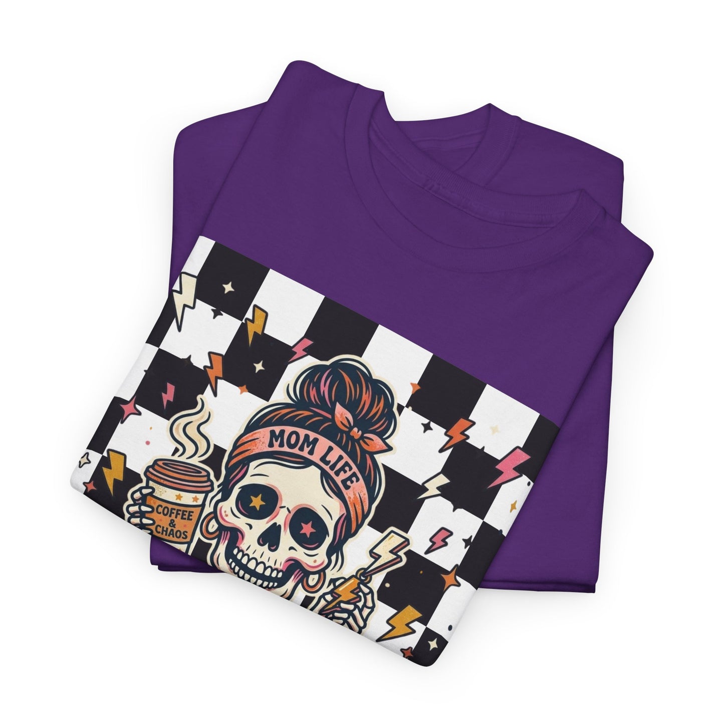 Overstimulated Moms Club T-Shirt — Checker Skull Mom Graphic Tee