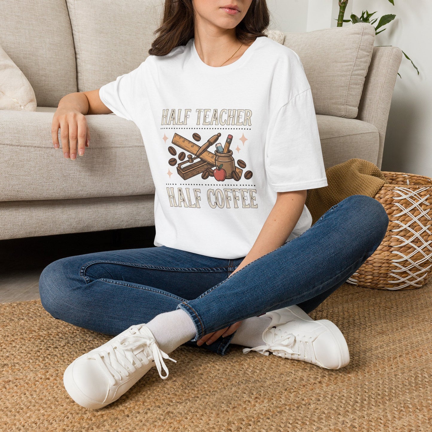 Half Teacher Half Coffee T-Shirt — Funny Teacher Coffee Shirt