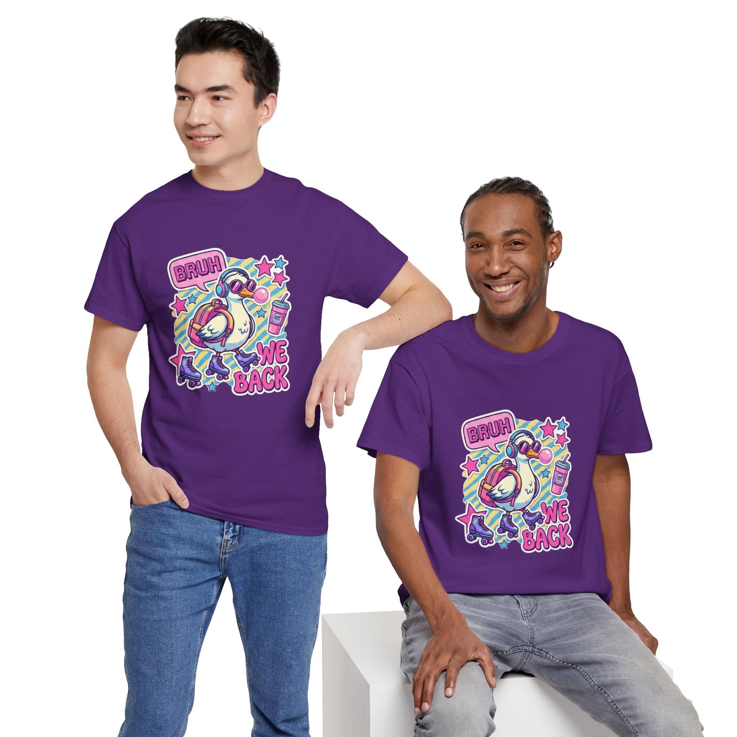 T-Shirt — Cute 'Bruh We Back' Cartoon Parrot Graphic Tee