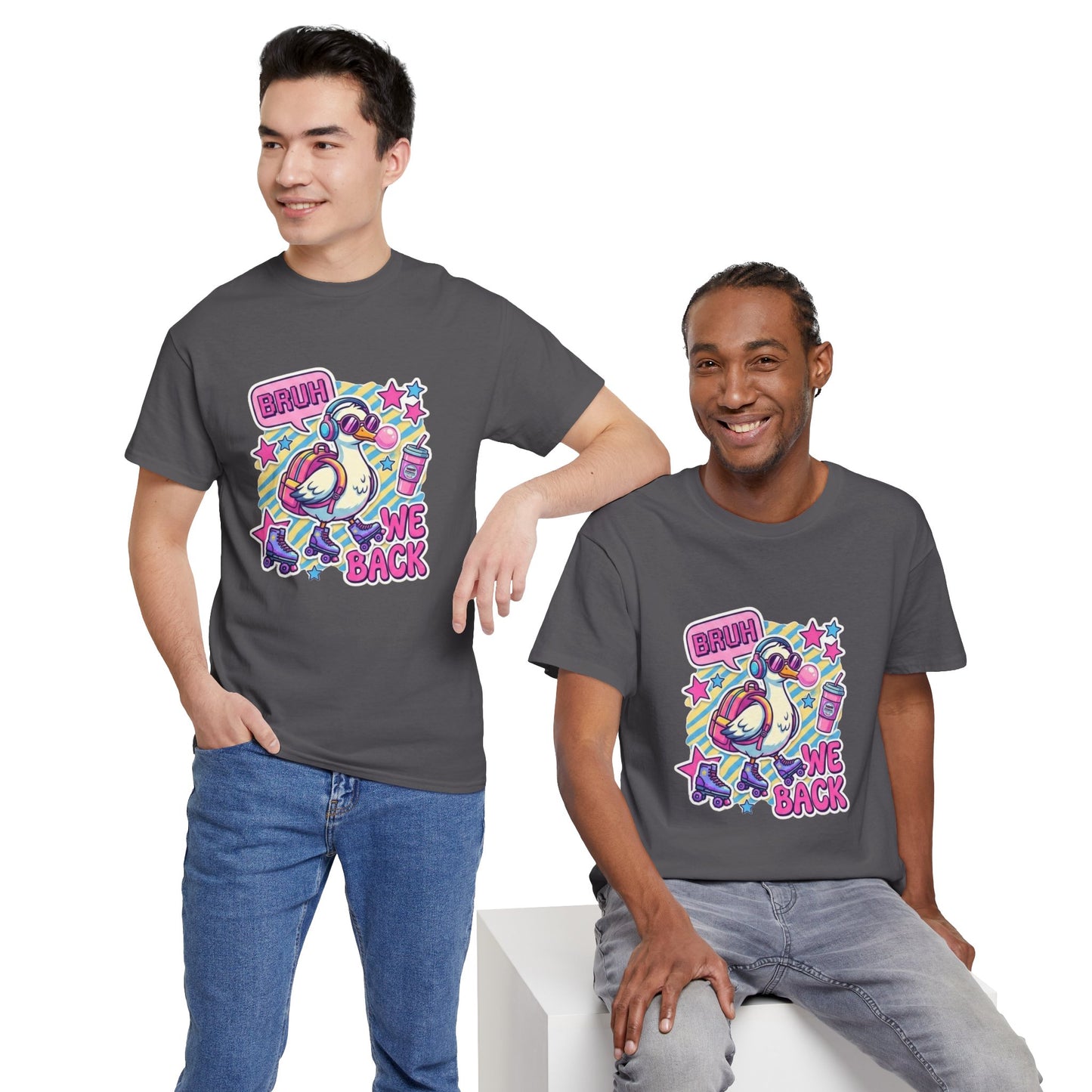 T-Shirt — Cute 'Bruh We Back' Cartoon Parrot Graphic Tee