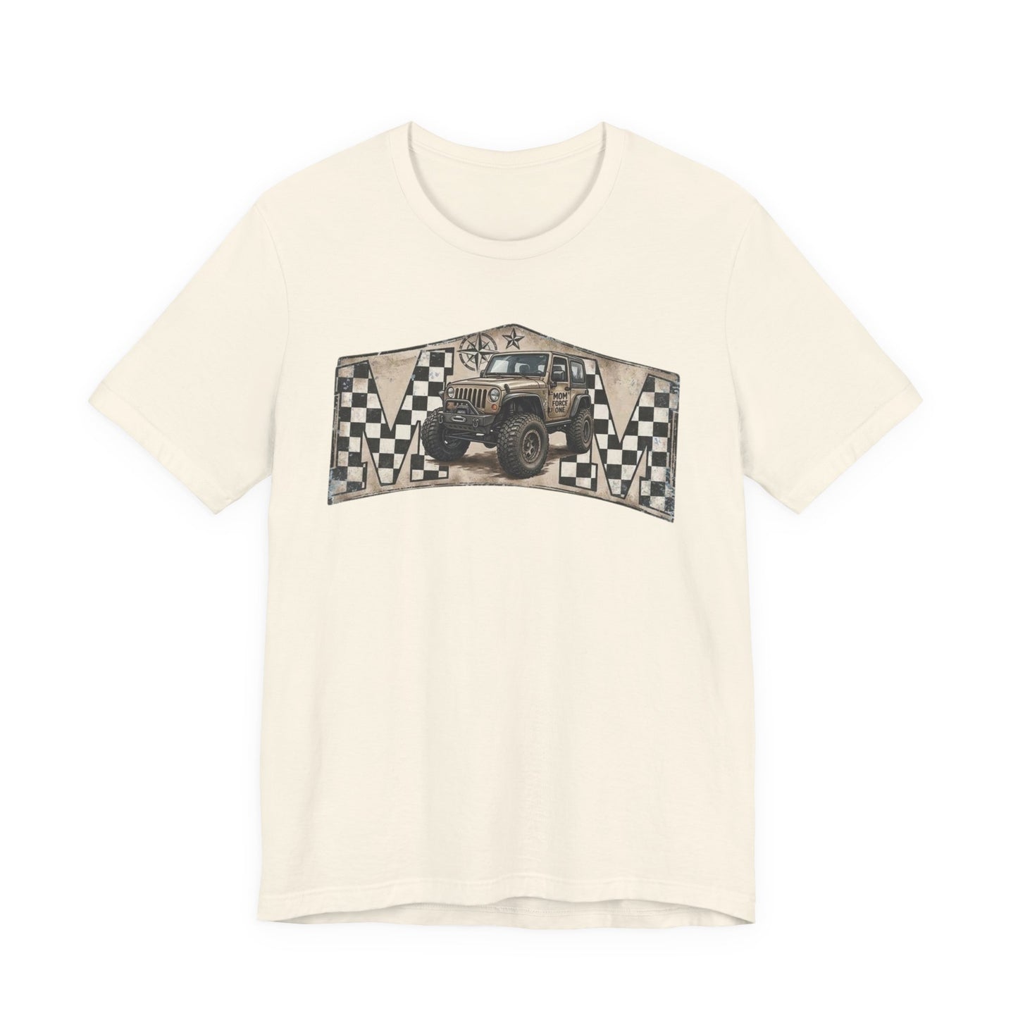 Off‑Road Vintage Jeep Tee — Racing Flag Adventure Shirt