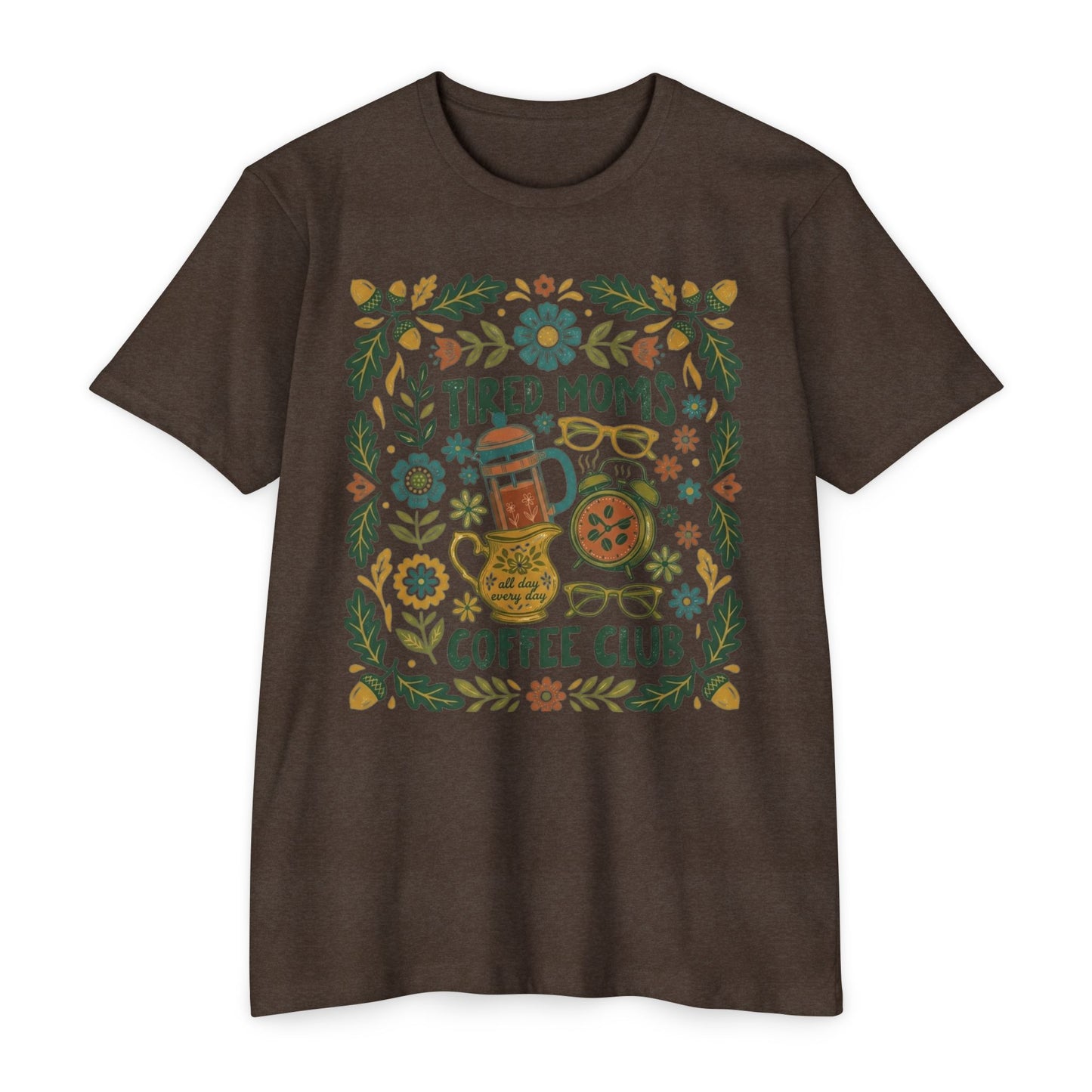 Tired Moms Coffee Club T-Shirt – Funny Floral Coffee Tee for Moms