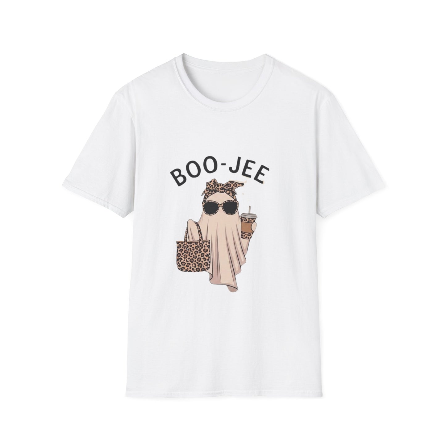Boo-Jee Graphic T-Shirt — Cute Ghost with Leopard Headband & Sunglasses