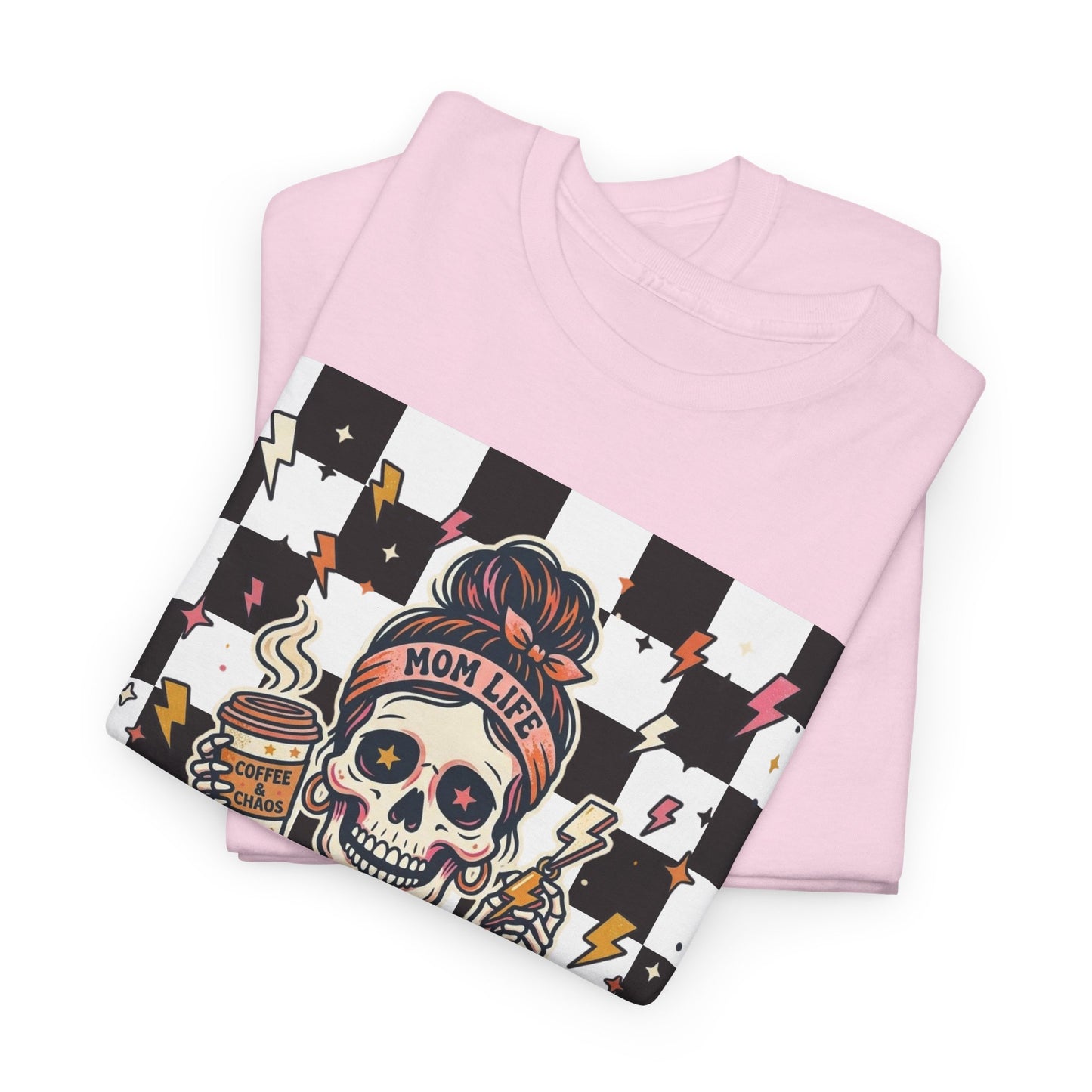 Overstimulated Moms Club T-Shirt — Checker Skull Mom Graphic Tee