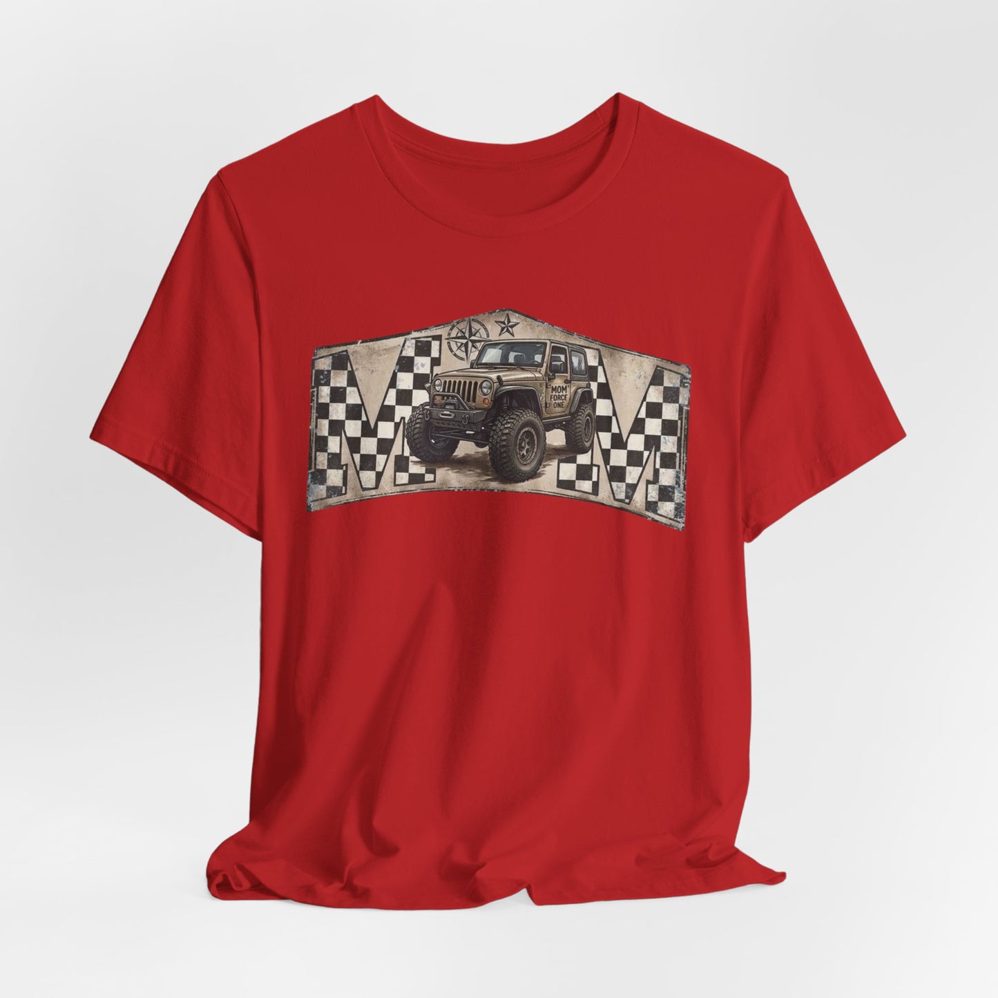 Off‑Road Vintage Jeep Tee — Racing Flag Adventure Shirt