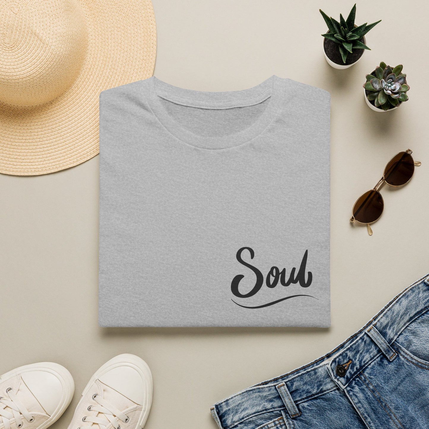 Soul Script T-Shirt — Minimal Inspirational Pocket Tee