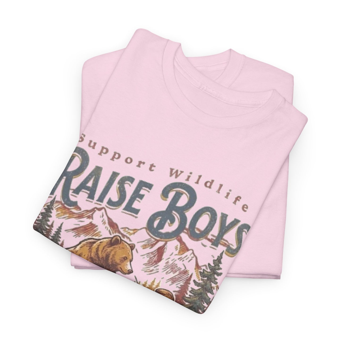 Raise Boys Wildlife T-Shirt — Retro Bear & Boy Outdoor Graphic Tee