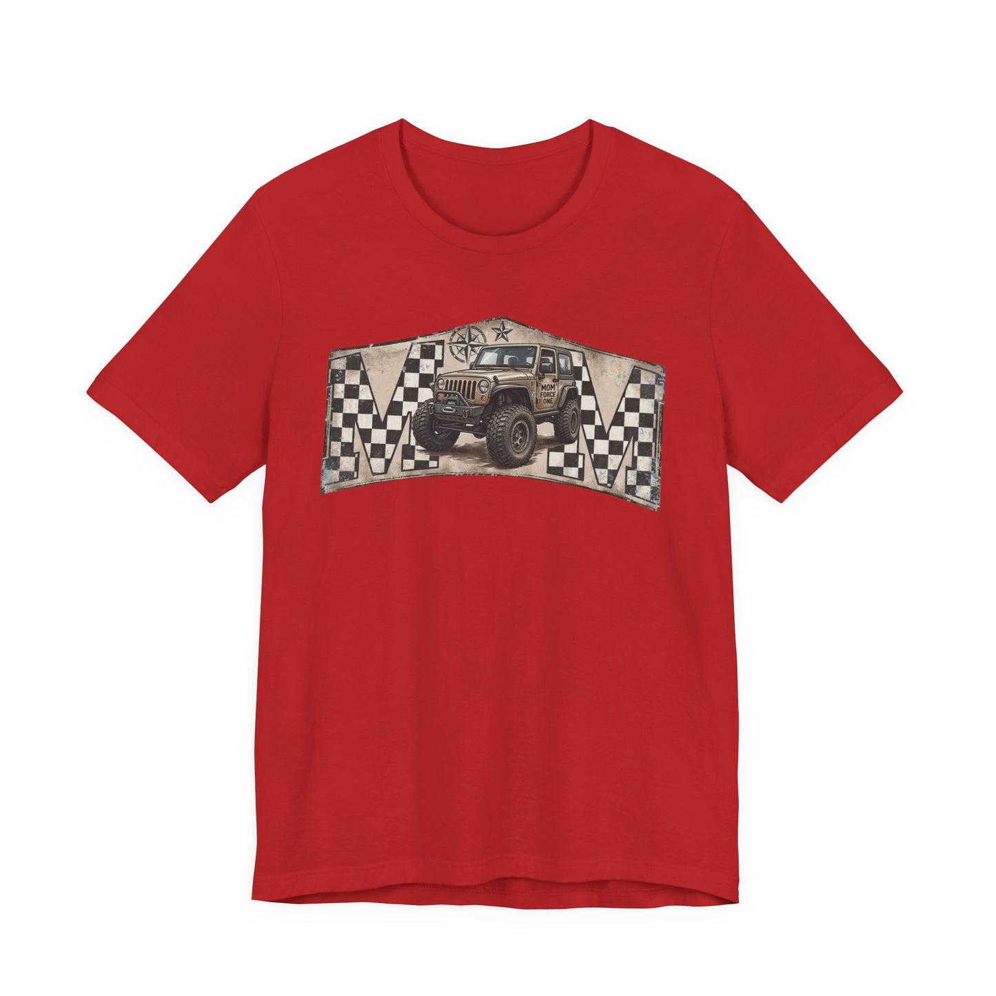 Off‑Road Vintage Jeep Tee — Racing Flag Adventure Shirt