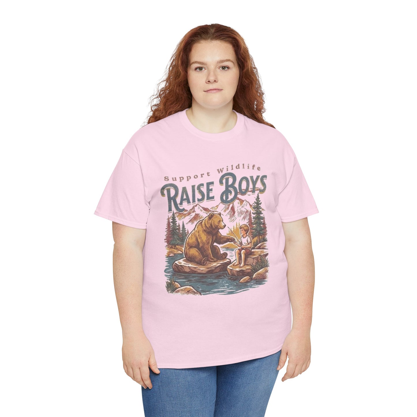 Raise Boys Wildlife T-Shirt — Retro Bear & Boy Outdoor Graphic Tee