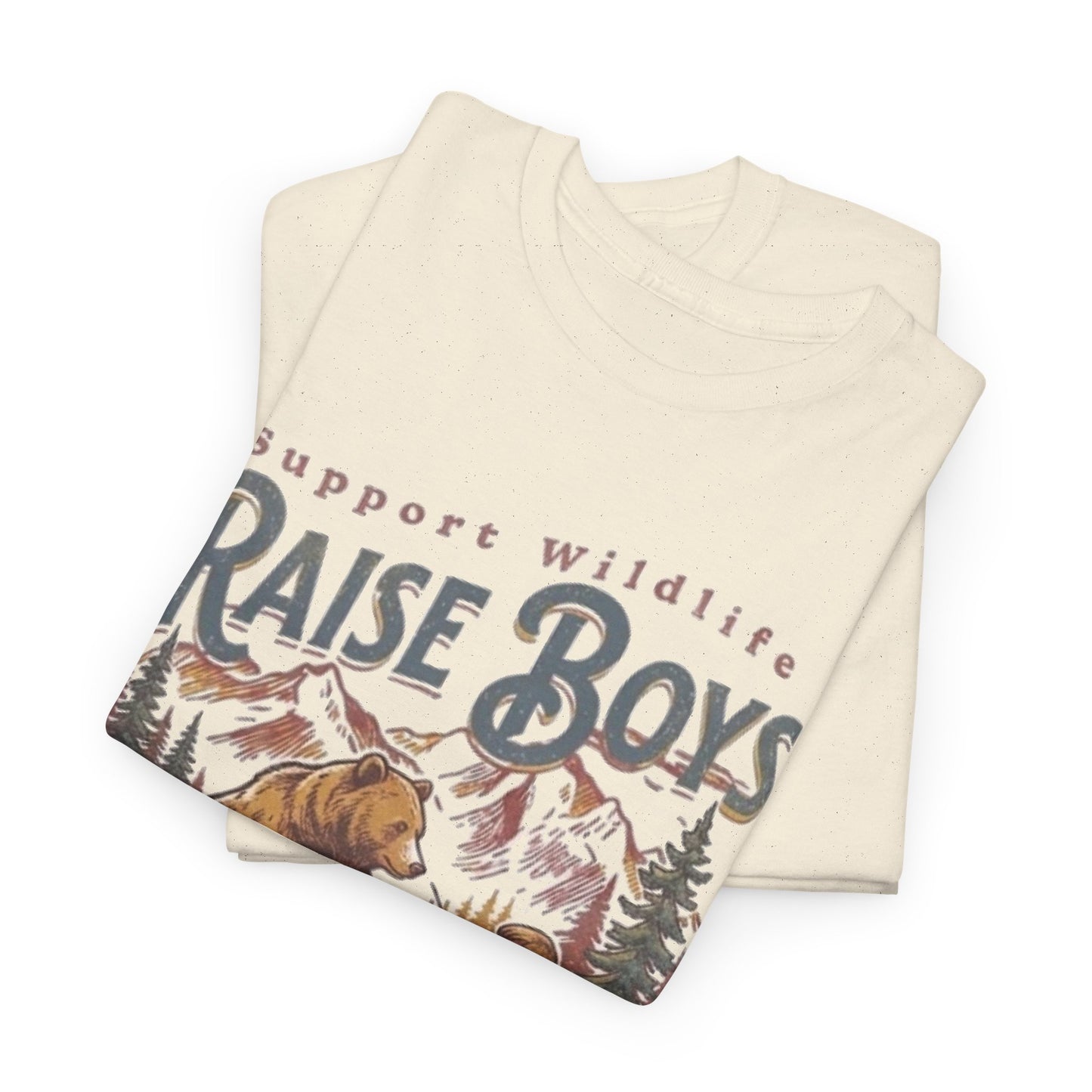 Raise Boys Wildlife T-Shirt — Retro Bear & Boy Outdoor Graphic Tee