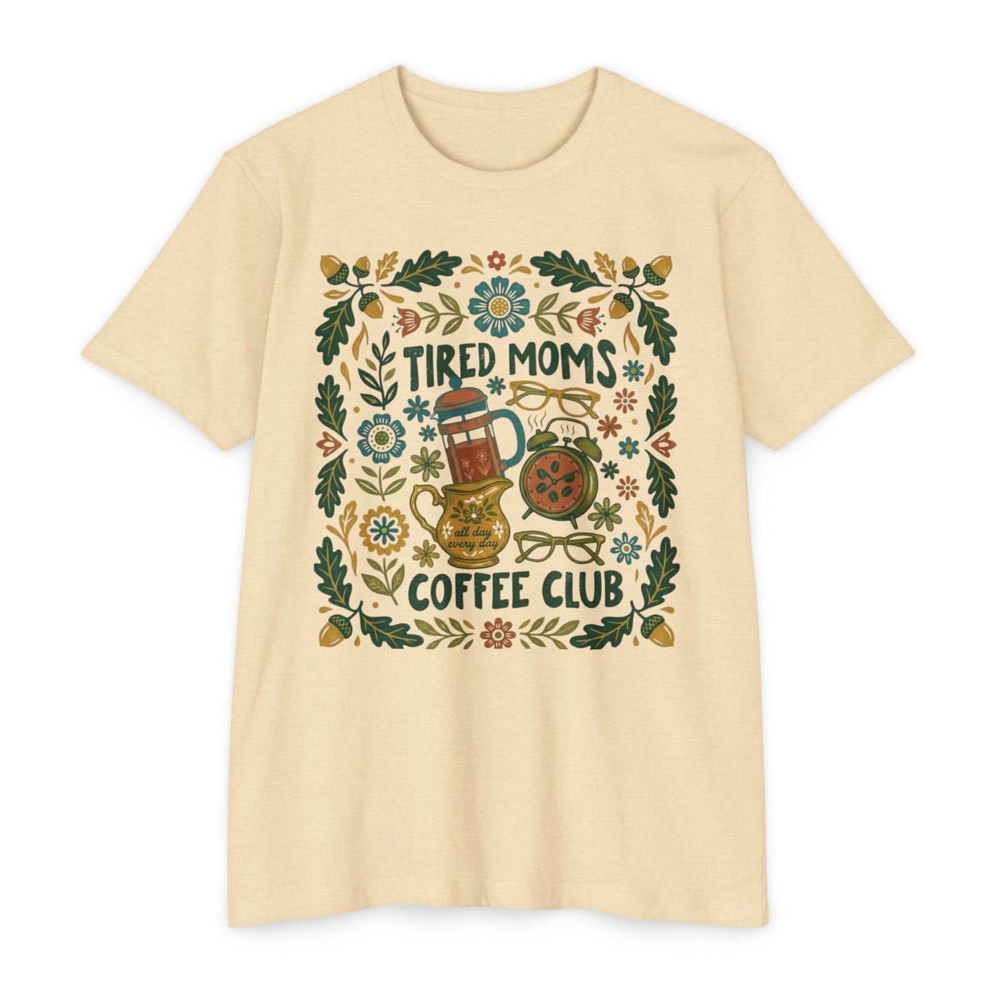 Tired Moms Coffee Club T-Shirt – Funny Floral Coffee Tee for Moms