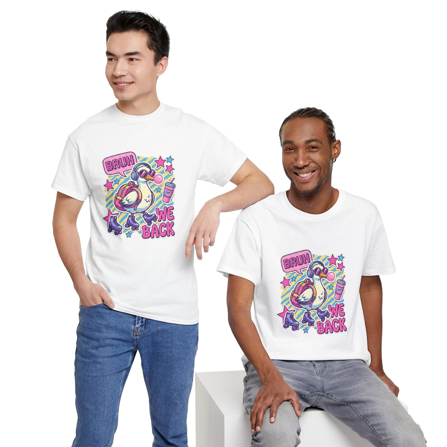 T-Shirt — Cute 'Bruh We Back' Cartoon Parrot Graphic Tee