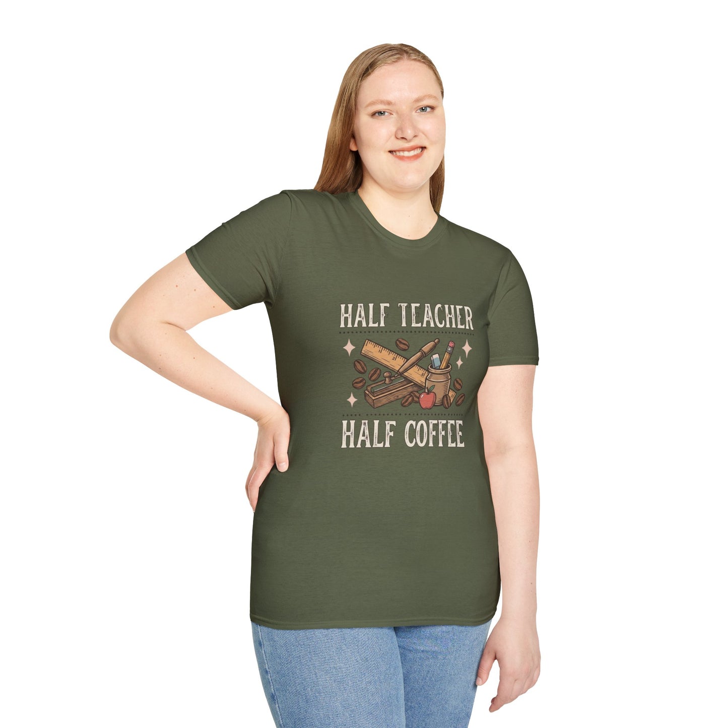 Half Teacher Half Coffee T-Shirt — Funny Teacher Coffee Shirt