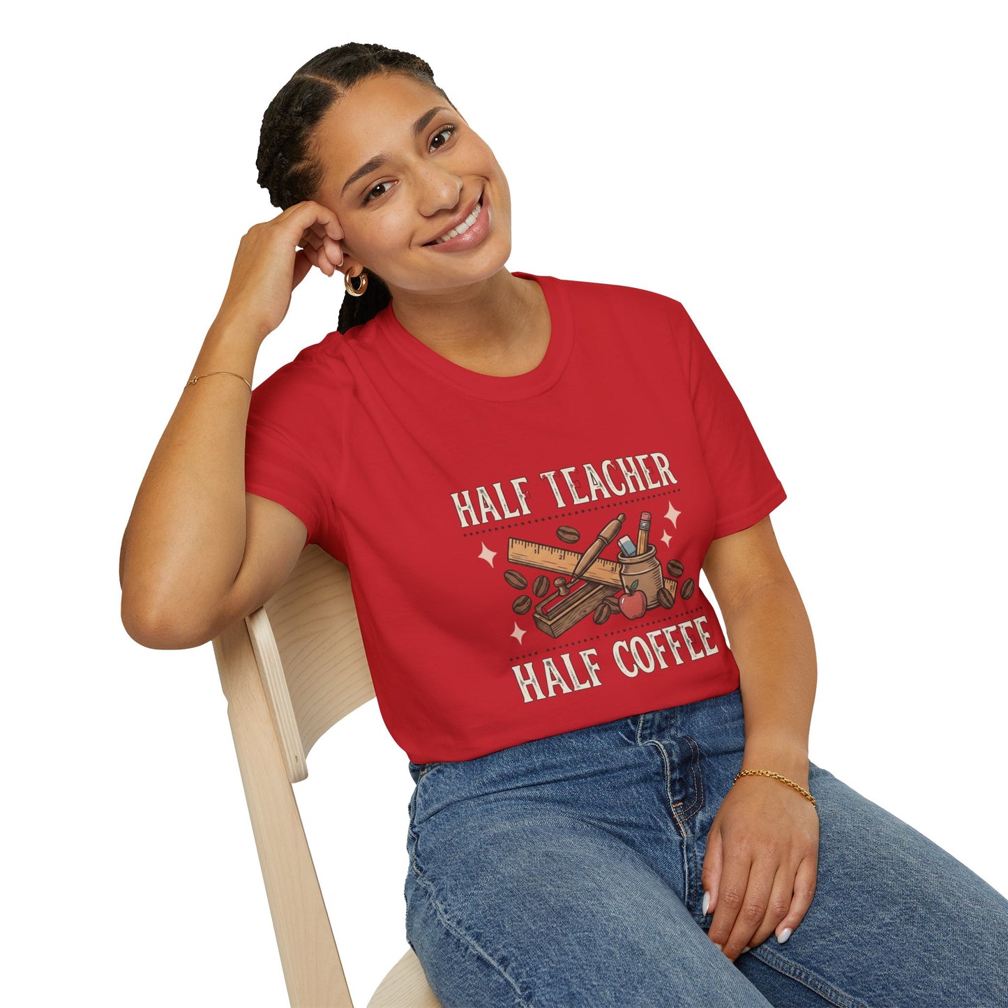 Half Teacher Half Coffee T-Shirt — Funny Teacher Coffee Shirt