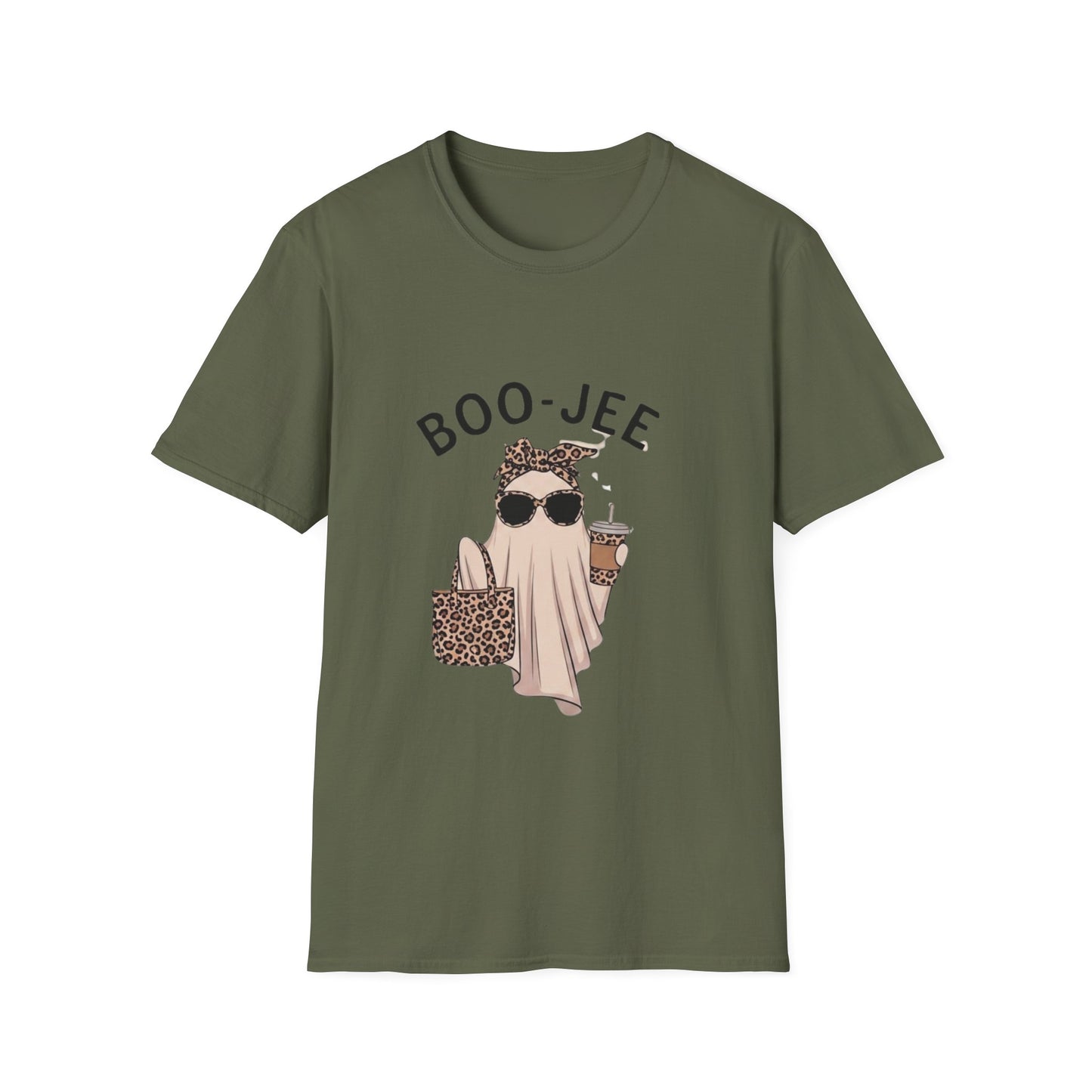 Boo-Jee Graphic T-Shirt — Cute Ghost with Leopard Headband & Sunglasses