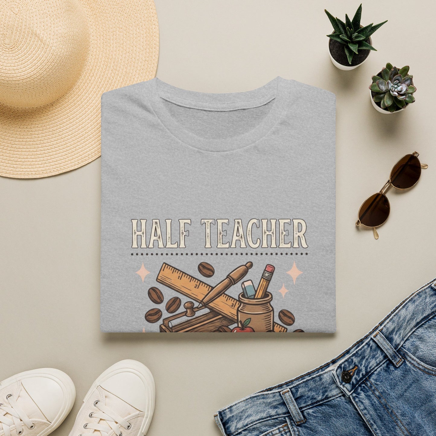 Half Teacher Half Coffee T-Shirt — Funny Teacher Coffee Shirt