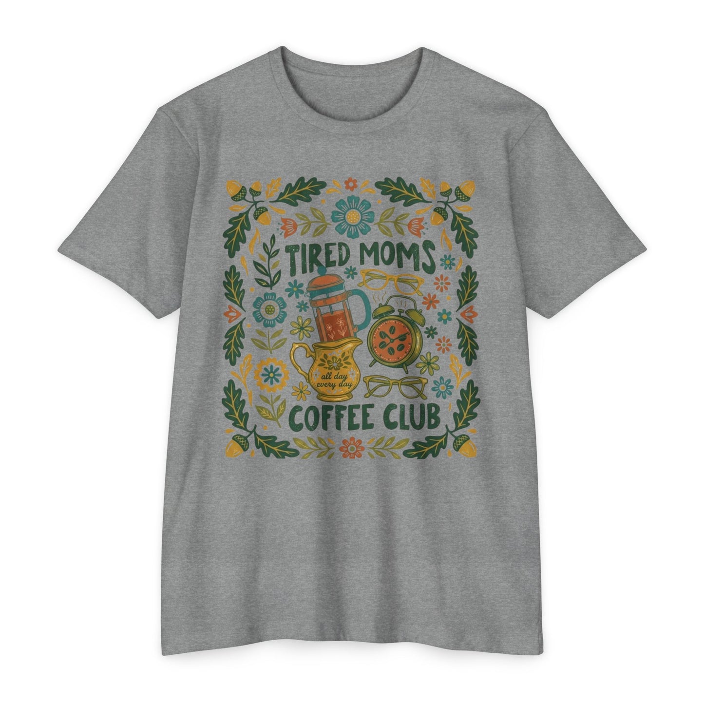 Tired Moms Coffee Club T-Shirt – Funny Floral Coffee Tee for Moms
