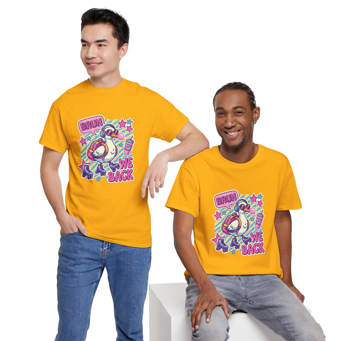 T-Shirt — Cute 'Bruh We Back' Cartoon Parrot Graphic Tee