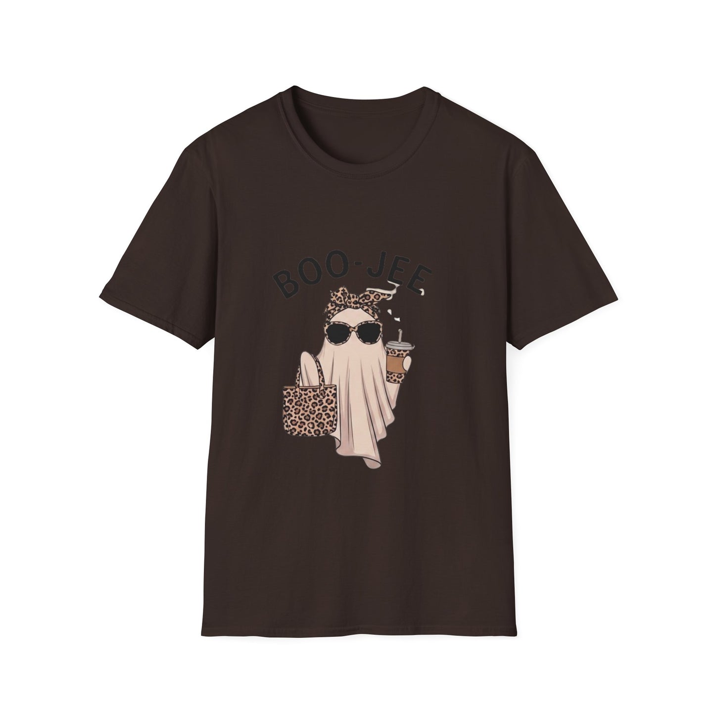 Boo-Jee Graphic T-Shirt — Cute Ghost with Leopard Headband & Sunglasses