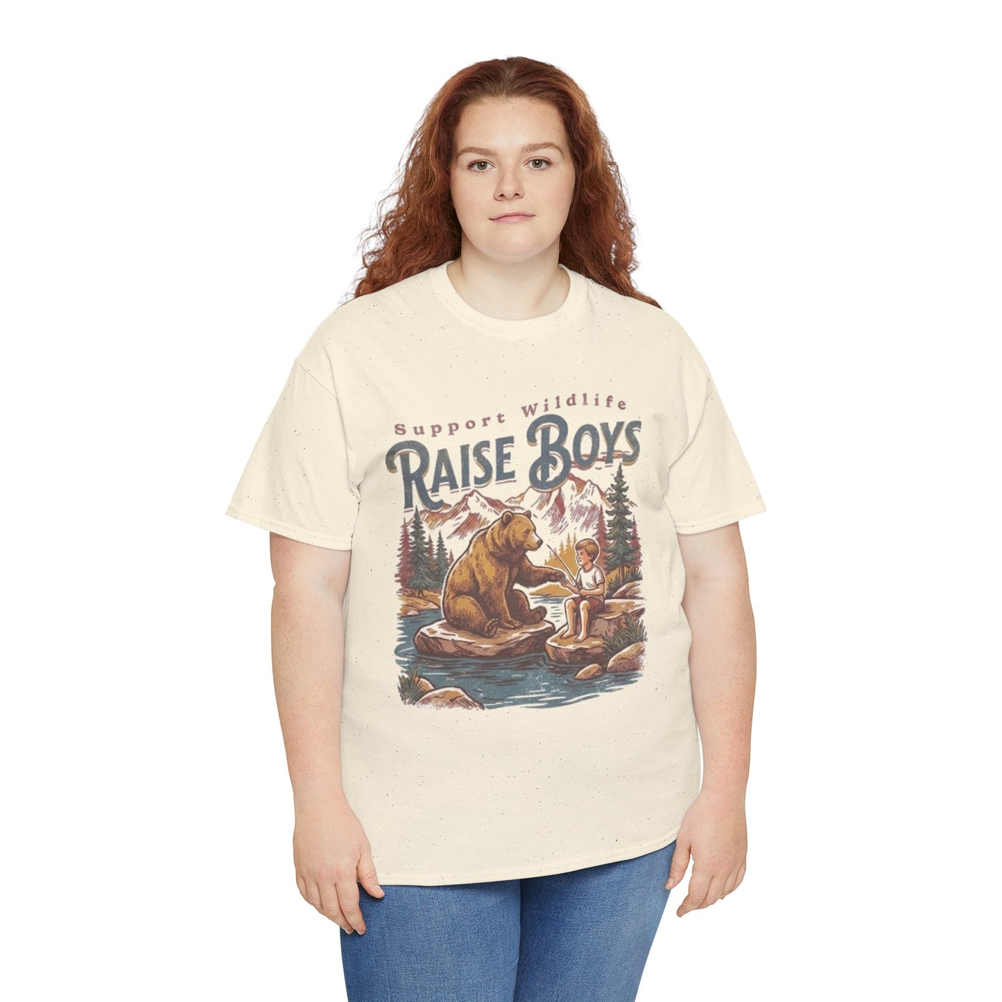 Raise Boys Wildlife T-Shirt — Retro Bear & Boy Outdoor Graphic Tee