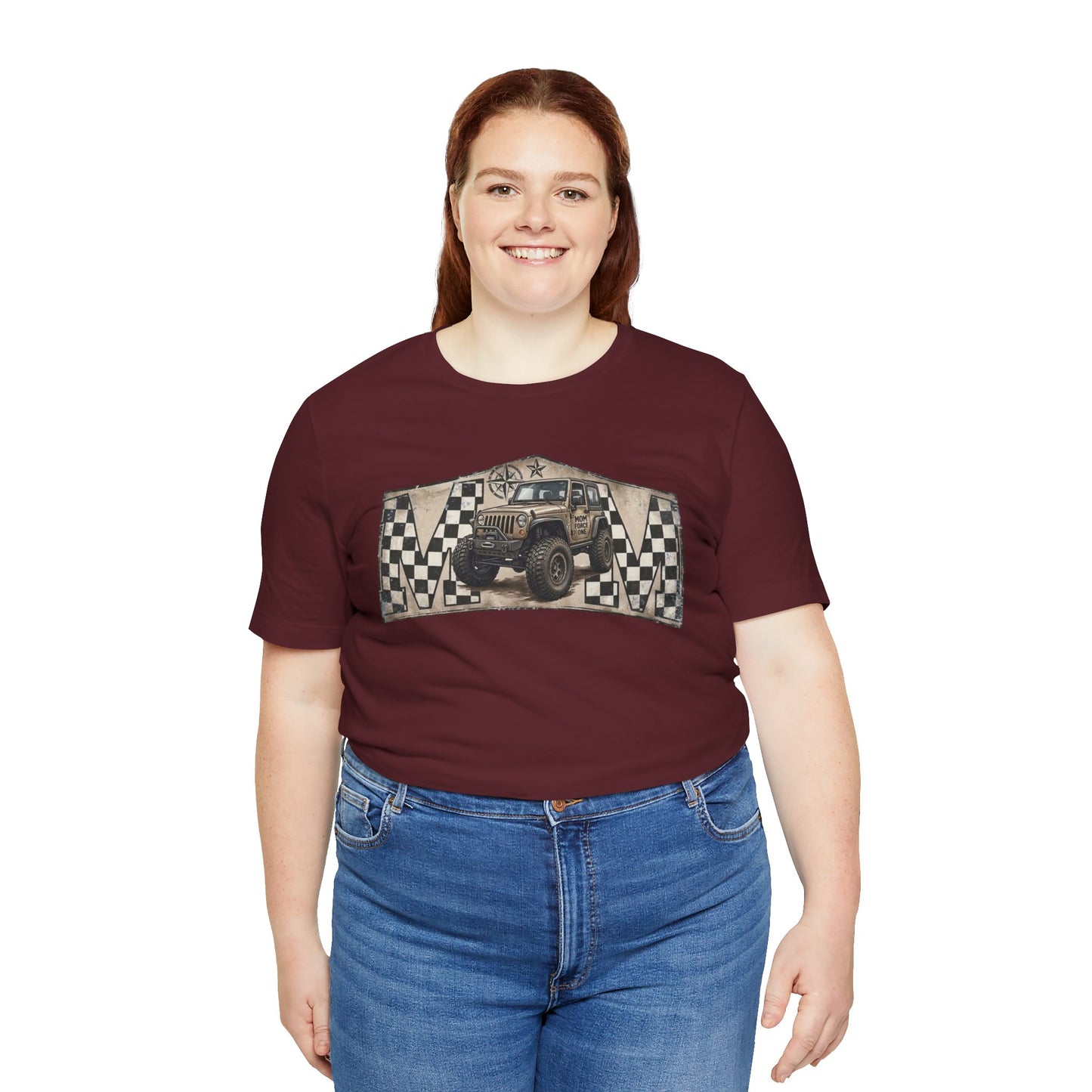 Off‑Road Vintage Jeep Tee — Racing Flag Adventure Shirt