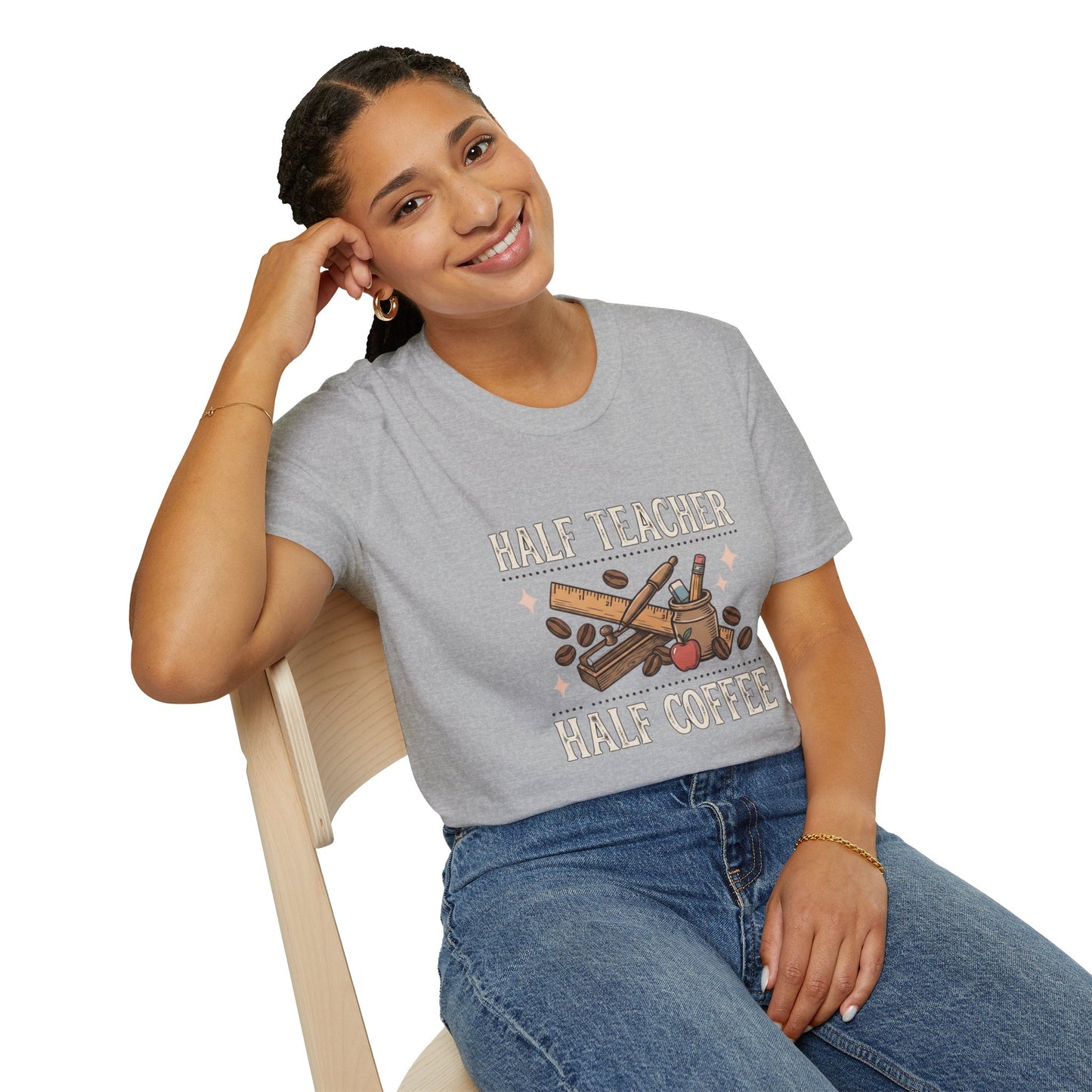 Half Teacher Half Coffee T-Shirt — Funny Teacher Coffee Shirt