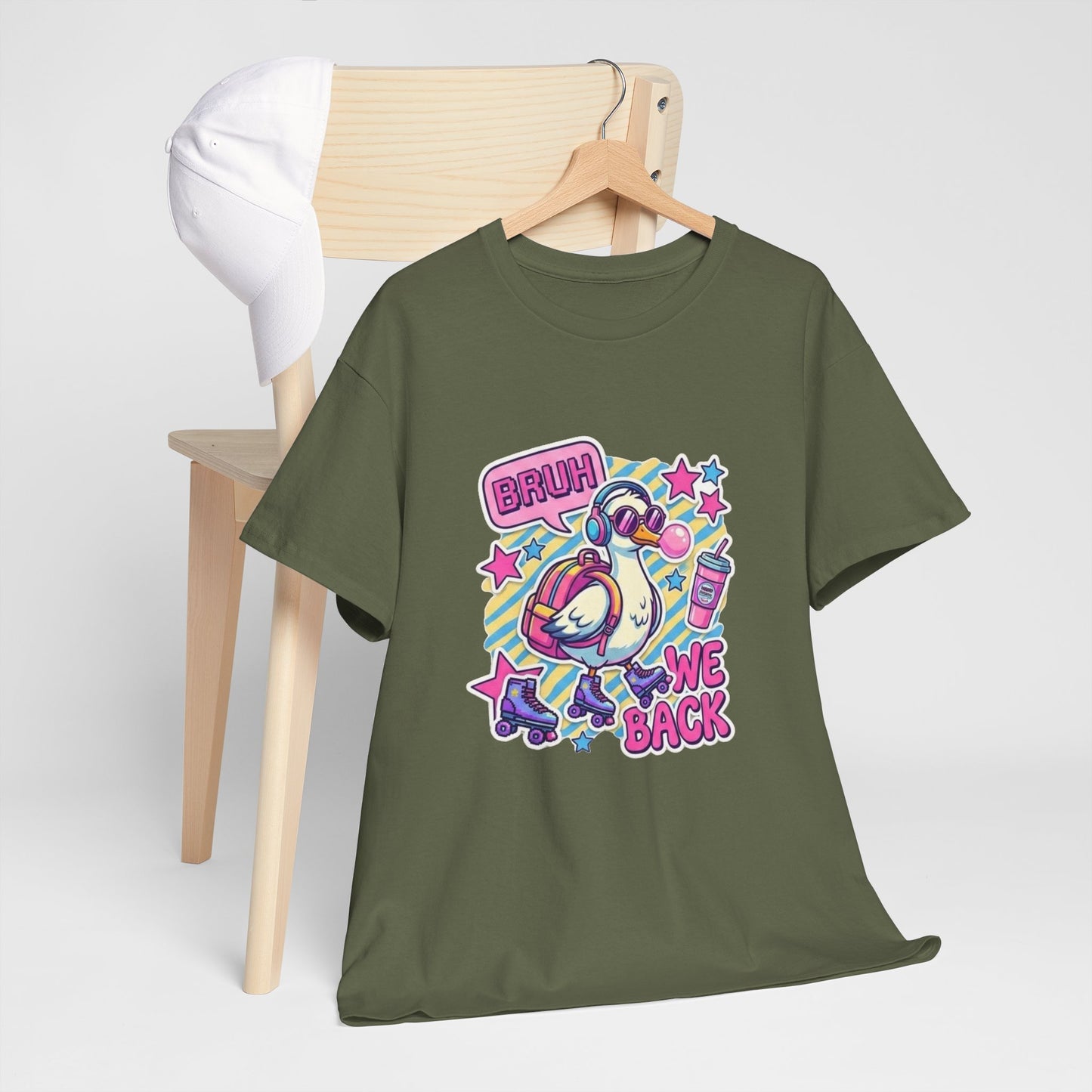 T-Shirt — Cute 'Bruh We Back' Cartoon Parrot Graphic Tee