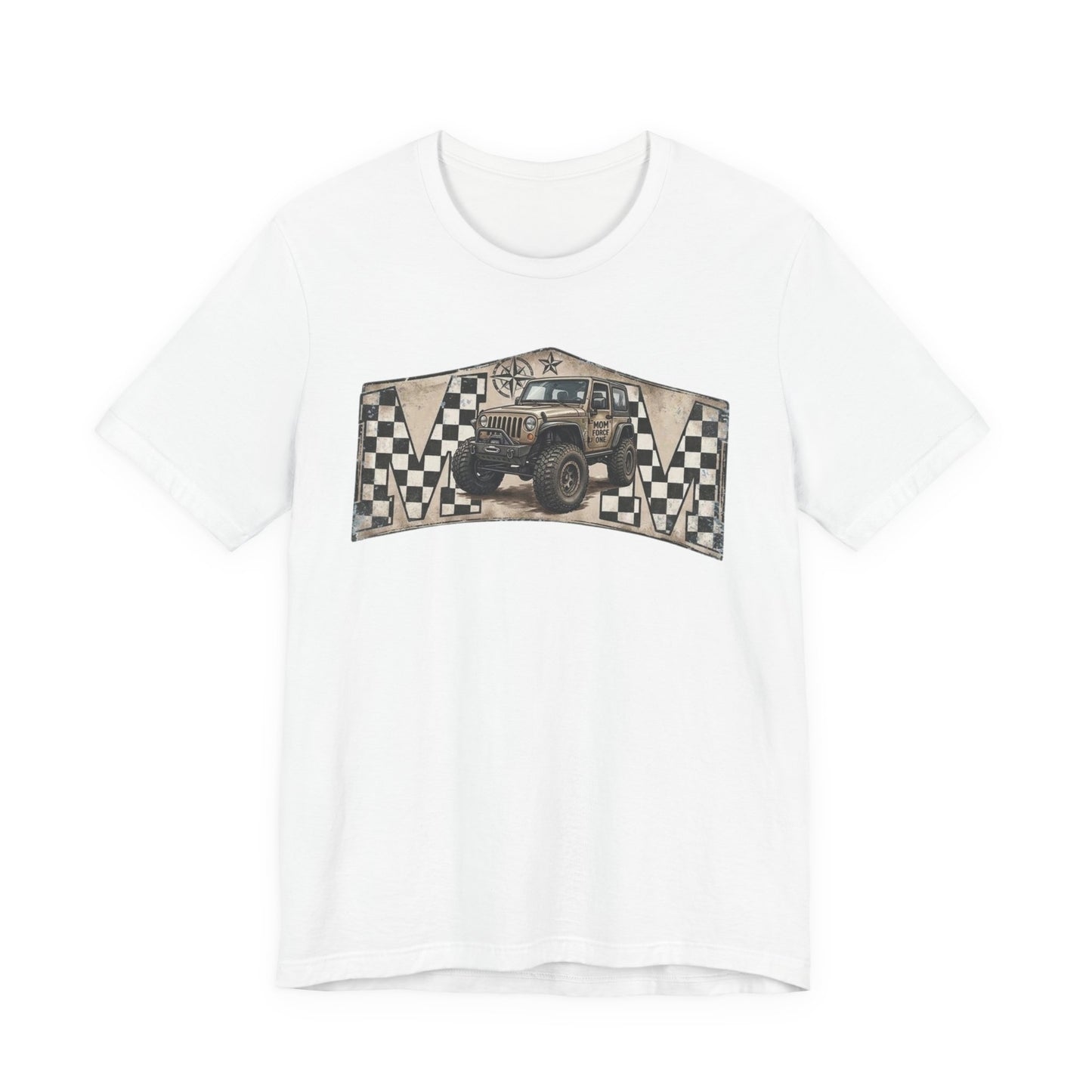 Off‑Road Vintage Jeep Tee — Racing Flag Adventure Shirt