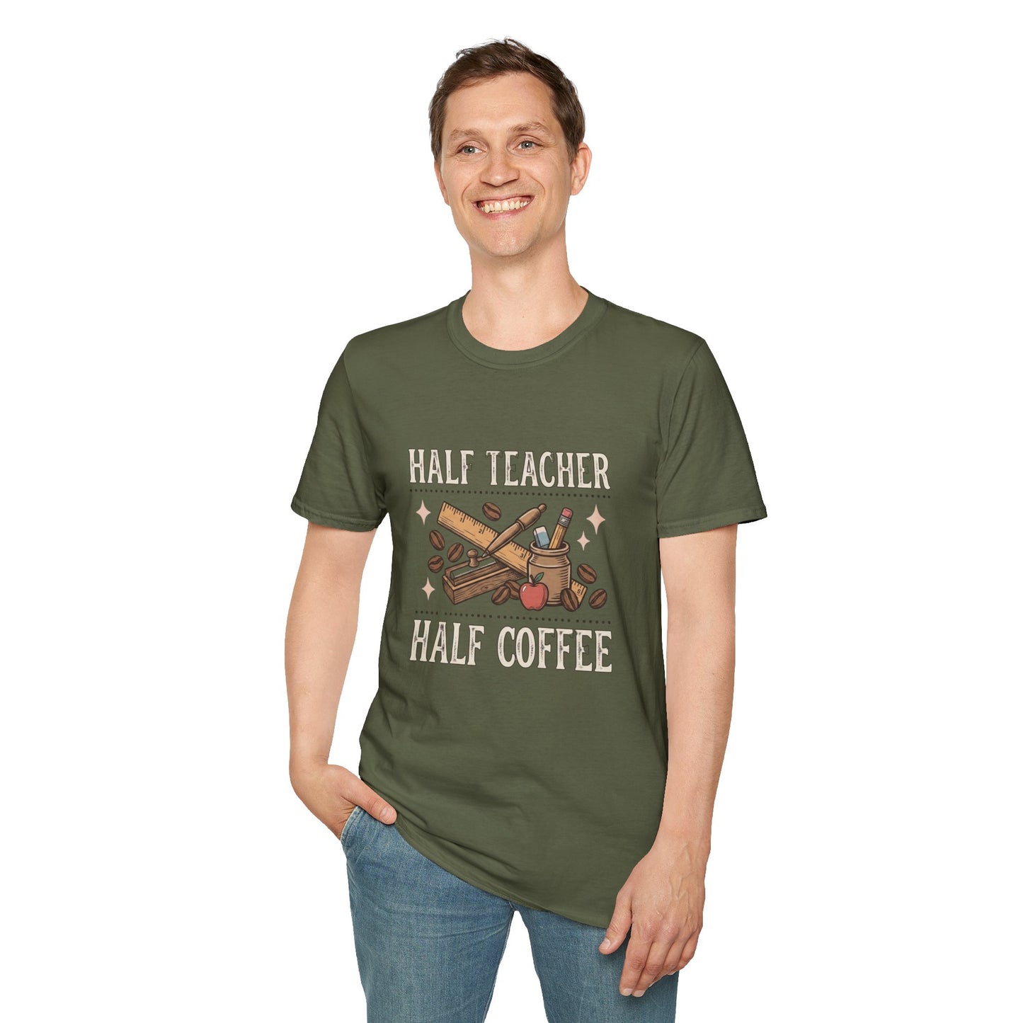 Half Teacher Half Coffee T-Shirt — Funny Teacher Coffee Shirt