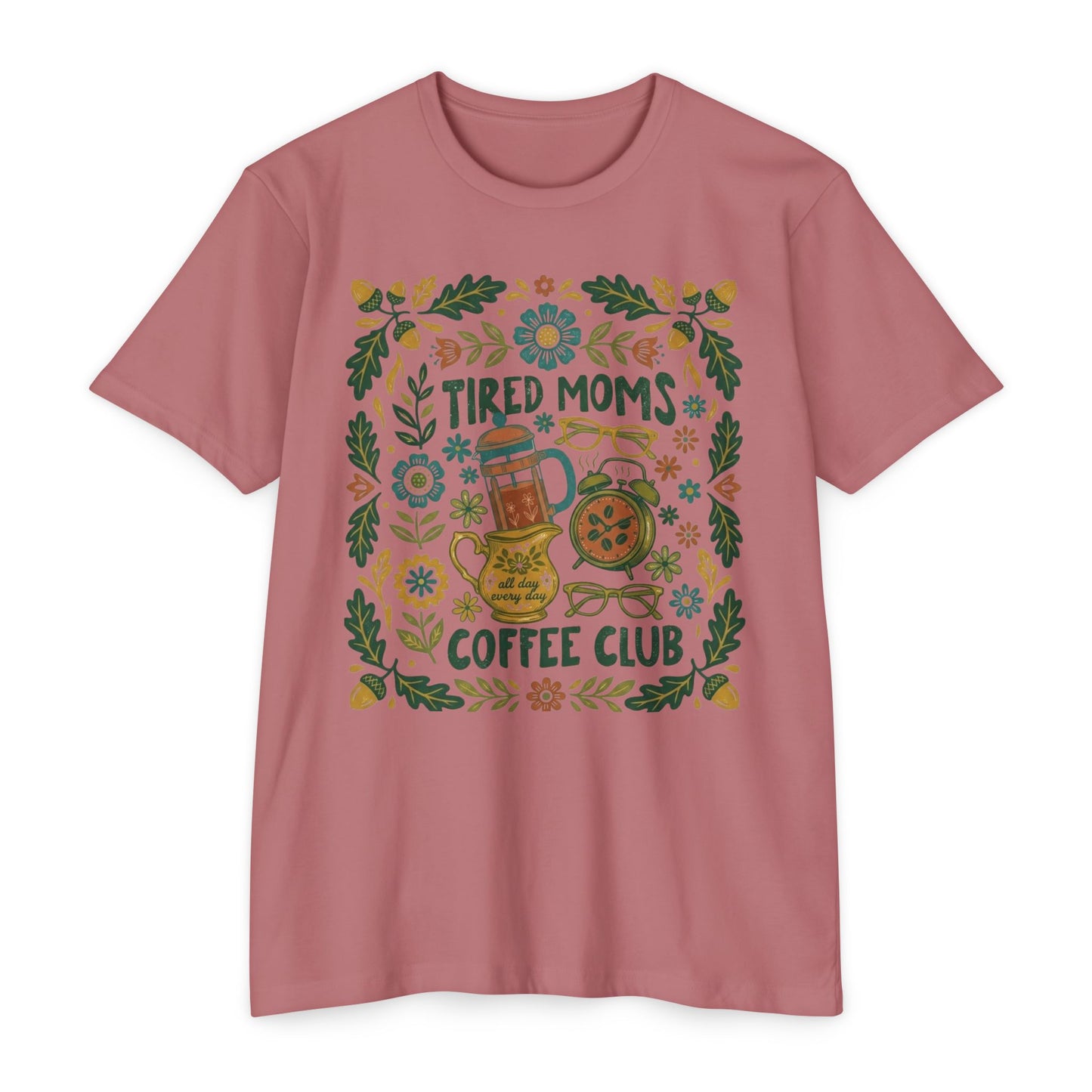 Tired Moms Coffee Club T-Shirt – Funny Floral Coffee Tee for Moms
