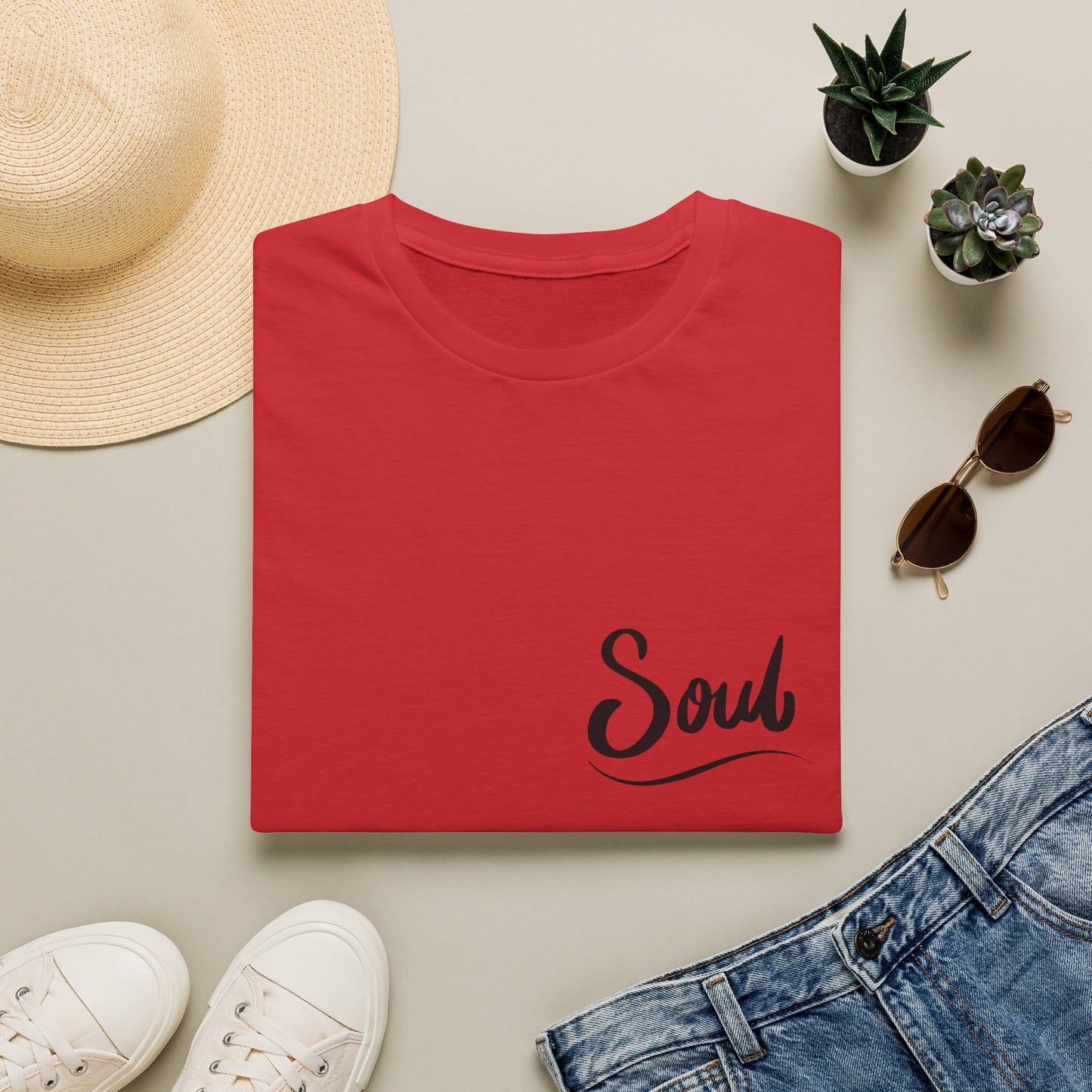 Soul Script T-Shirt — Minimal Inspirational Pocket Tee