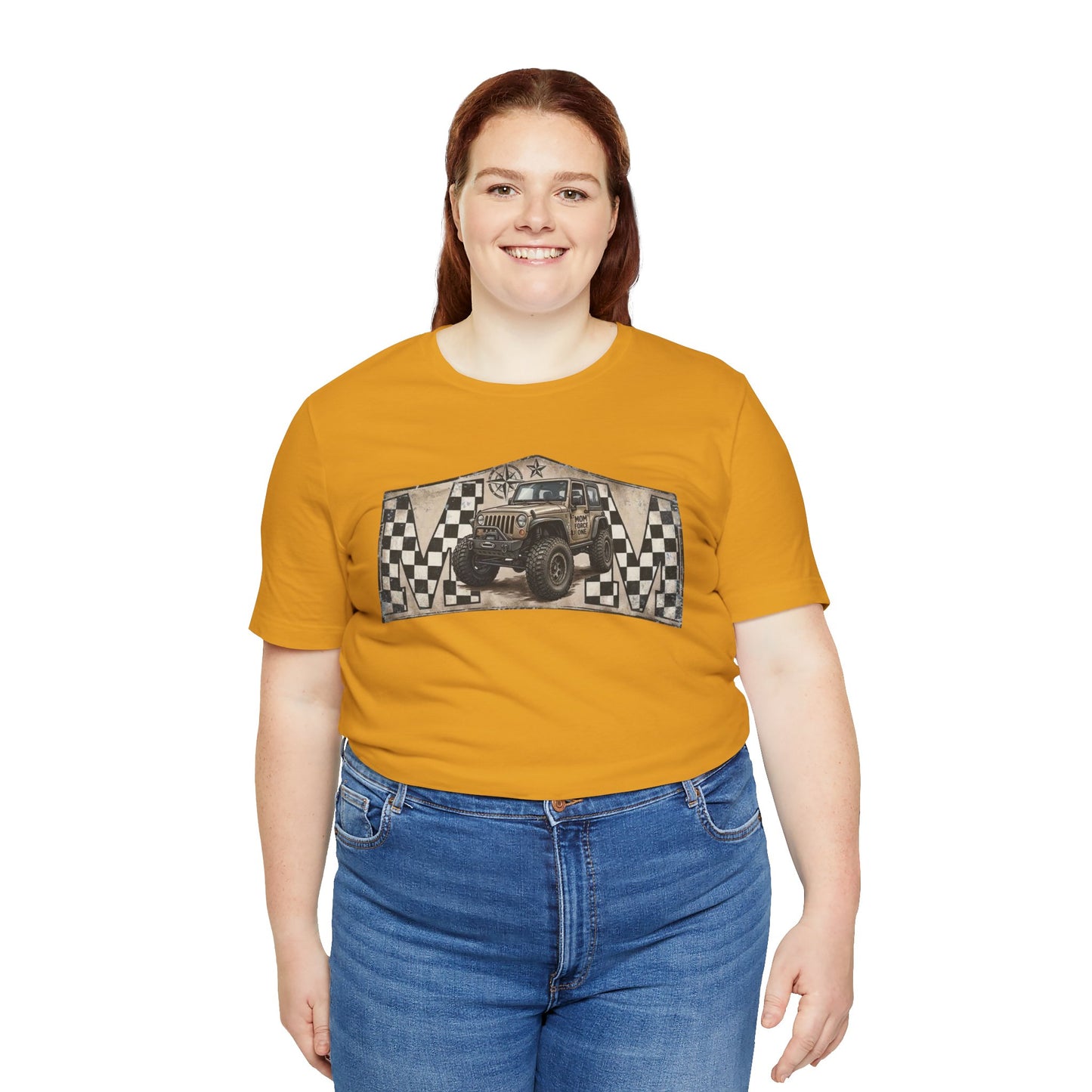 Off‑Road Vintage Jeep Tee — Racing Flag Adventure Shirt