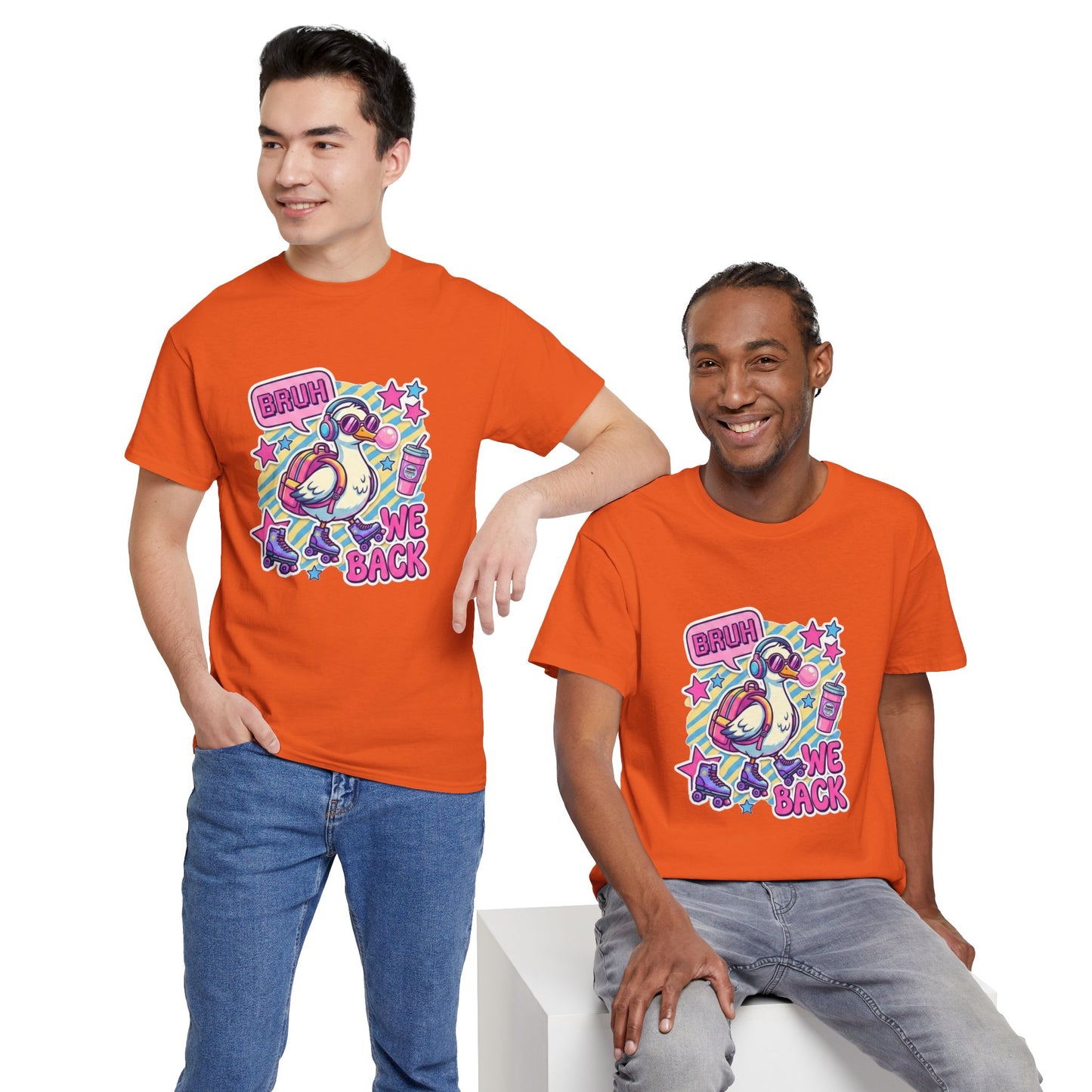 T-Shirt — Cute 'Bruh We Back' Cartoon Parrot Graphic Tee