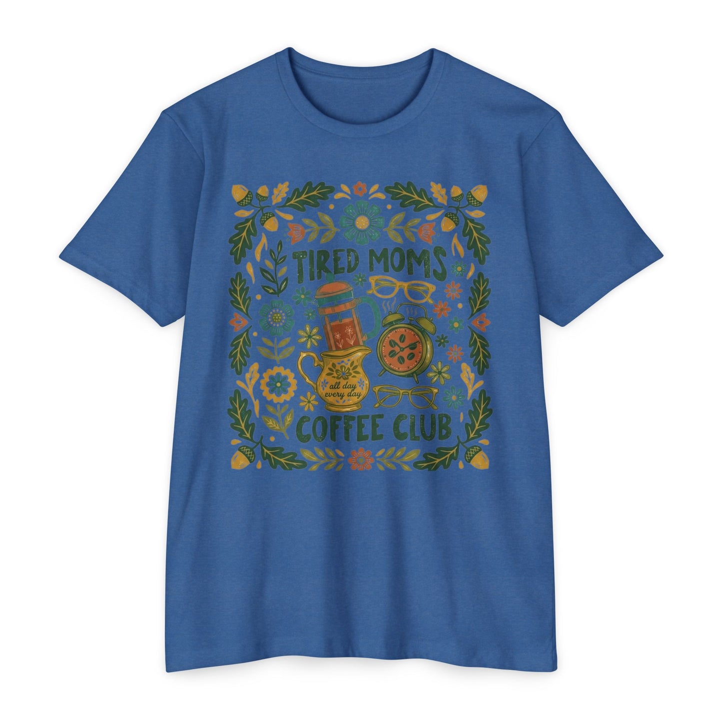 Tired Moms Coffee Club T-Shirt – Funny Floral Coffee Tee for Moms