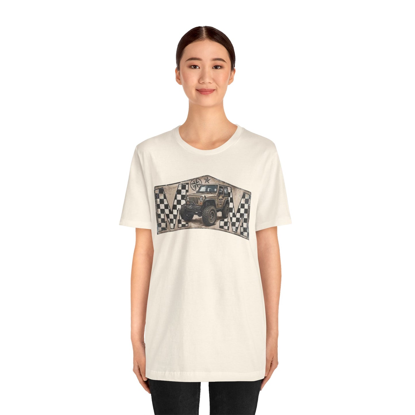 Off‑Road Vintage Jeep Tee — Racing Flag Adventure Shirt